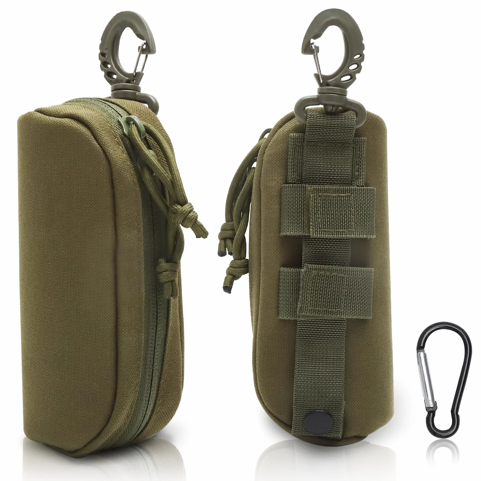 1 Nylon etui na okulary, etui na okulary przeciwsłoneczne, etui na okulary duże z uchwytem do noszenia, ciemnozielone etui ochronne do outdooru, wędrówek i wspinaczki górskiej