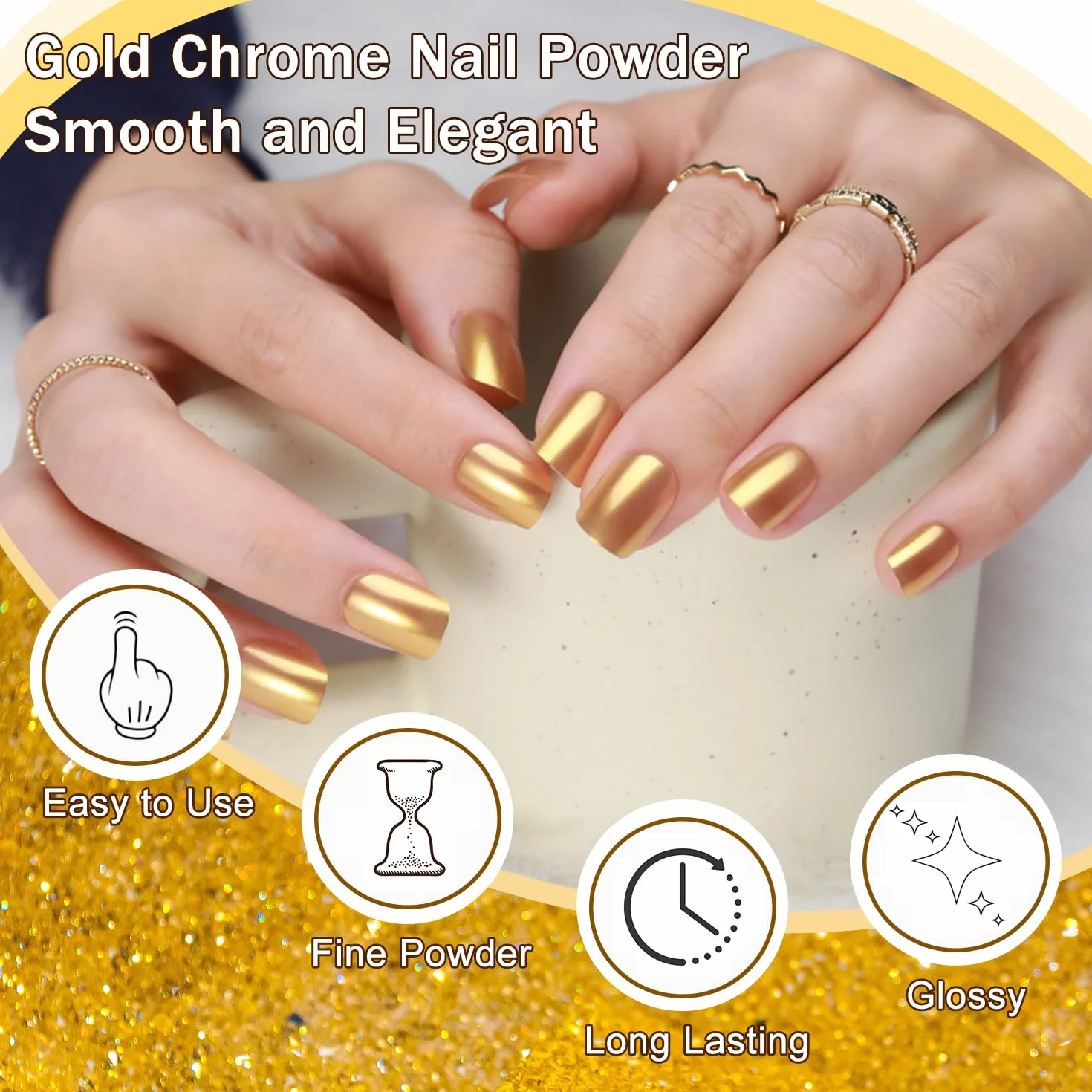 Chrome Nail Powder, 4 kolory Crome Pigment do paznokci Aurora biała perła srebrny złoty chrom Nail Powder Crome w proszku do paznokci Art Nail Design