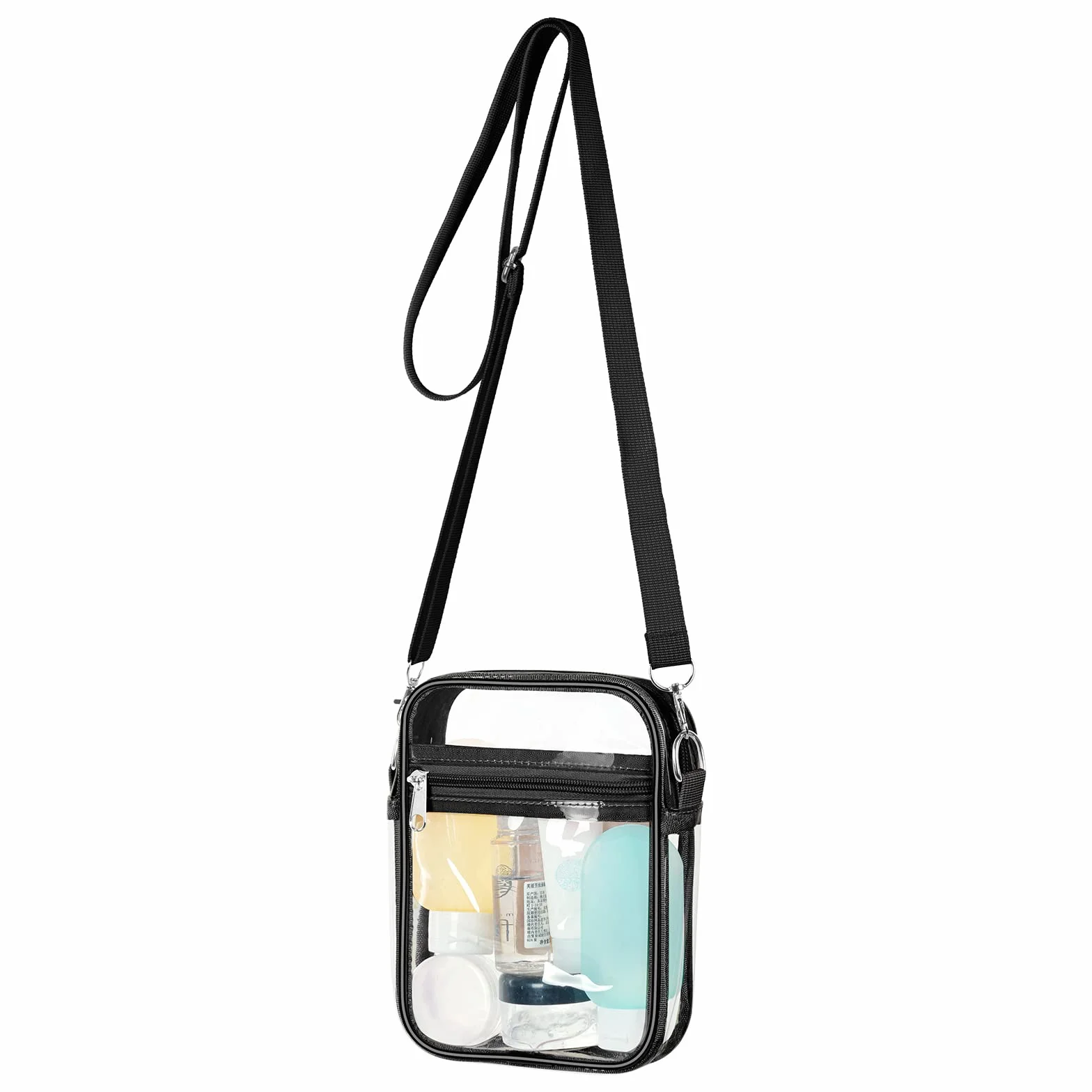 Aucuu Przezroczysta torba crossbody, zatwierdzona przez stadion, przezroczysta torebka z regulowanym paskiem na ramię, torby kurierskie, przezroczysta torba