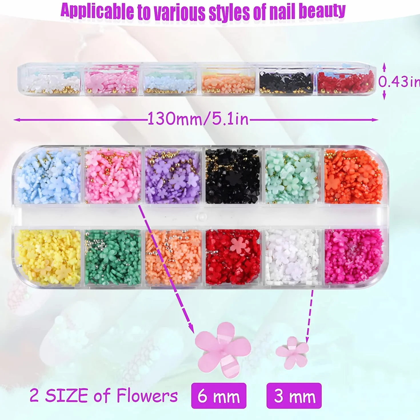 3D Flower Nail Art Charms Acrylic Nail Art Supplies 3D Nail Flowers Rhinestone Manicure DIY Nail Decorations Nail Art Rhinestones Five-Petal Flower Ornaments for Women Girls DIY Nail Design