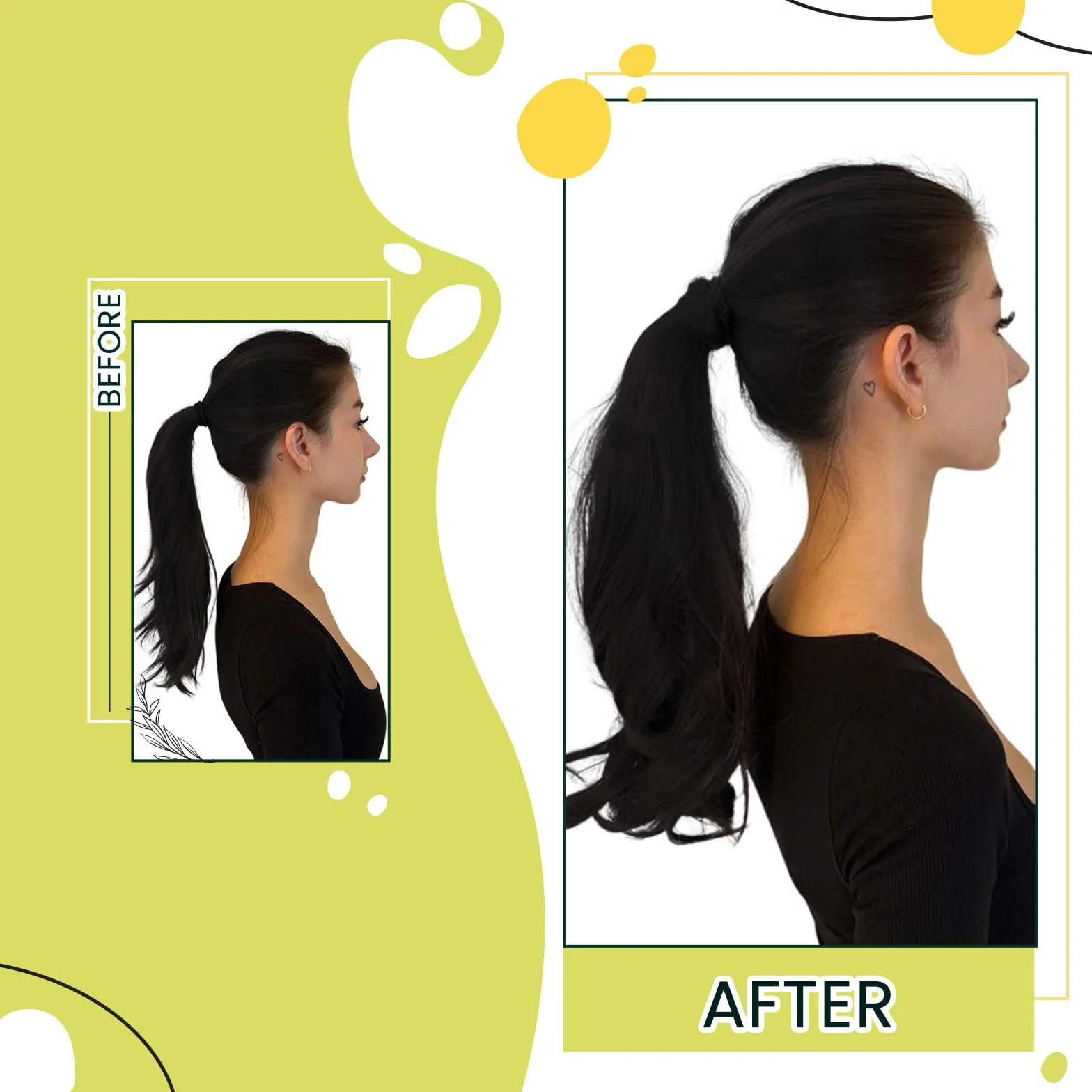 RUNATURE Naturalny Czarny Kucyk #1B Włosy Ludzkie 12 cali 30 cm Wrap Around Ponytail 70g