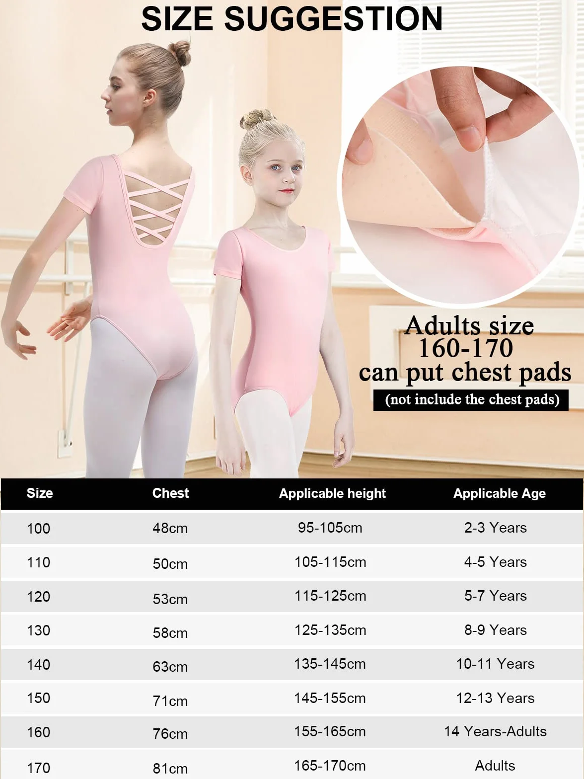 Body Taniec Dziewczęce Kobiety Balet Body Leotards Dziewczęce Gimnastyka Leotards Bawełniane Krótki Rękaw Rozmiar 100-170