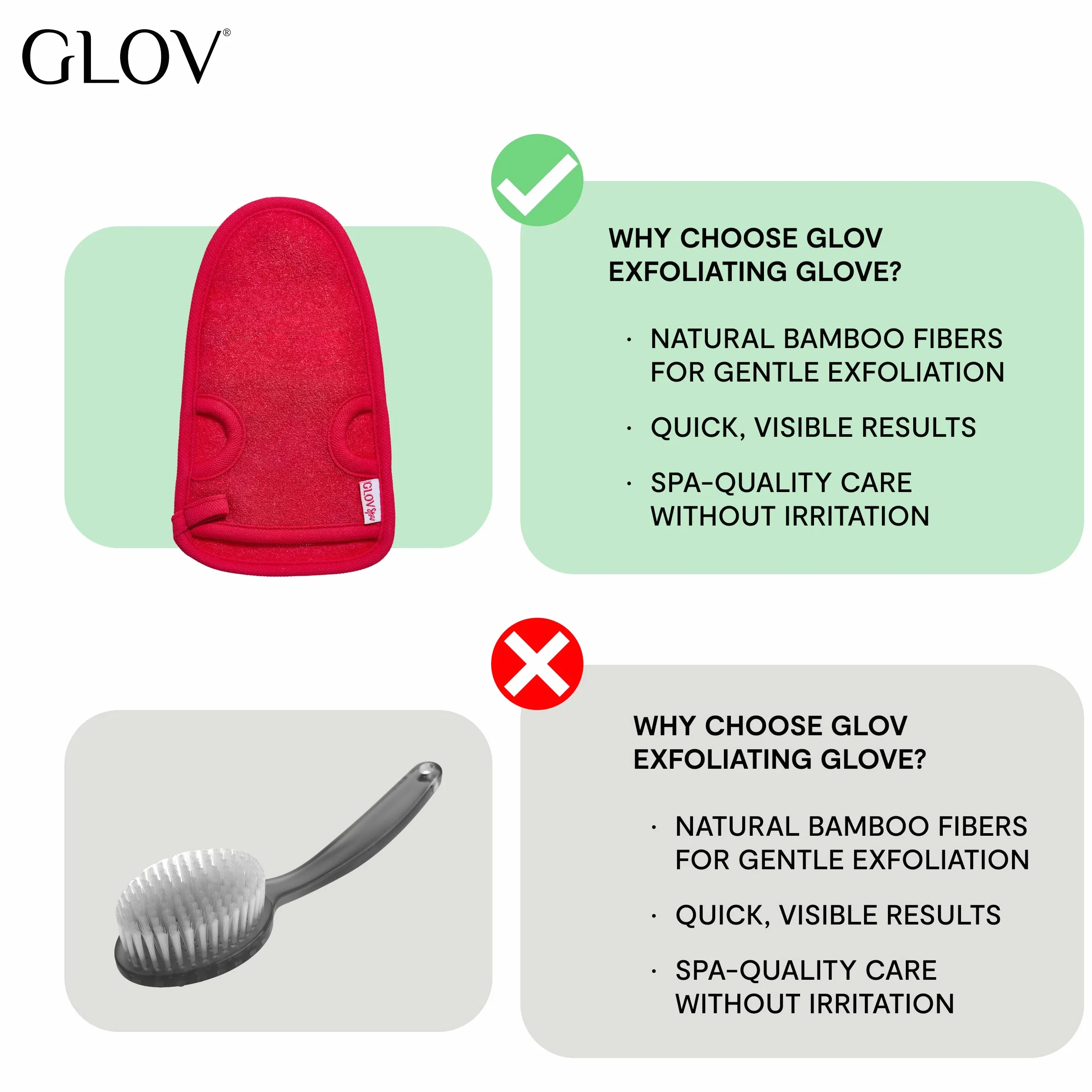 GLOV Skin Smoothing ciało masaż rękawiczki 1 szt. Smooth Red/Rot