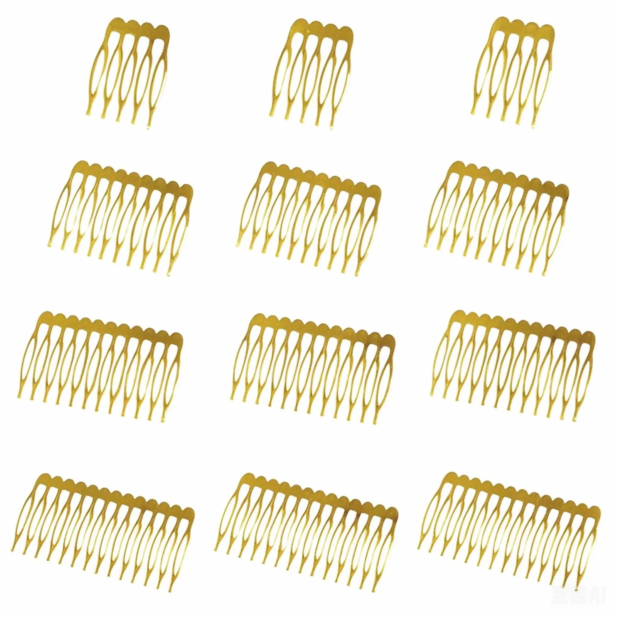 12 sztuk metalowych grzebieni bocznych, 5, 10, 12, 14 zębów, grzebień do włosów DIY, dla panny młodej, na wesele, grzebień do włosów dla kobiet, dziewcząt, ozdoba do włosów, kolor złoty