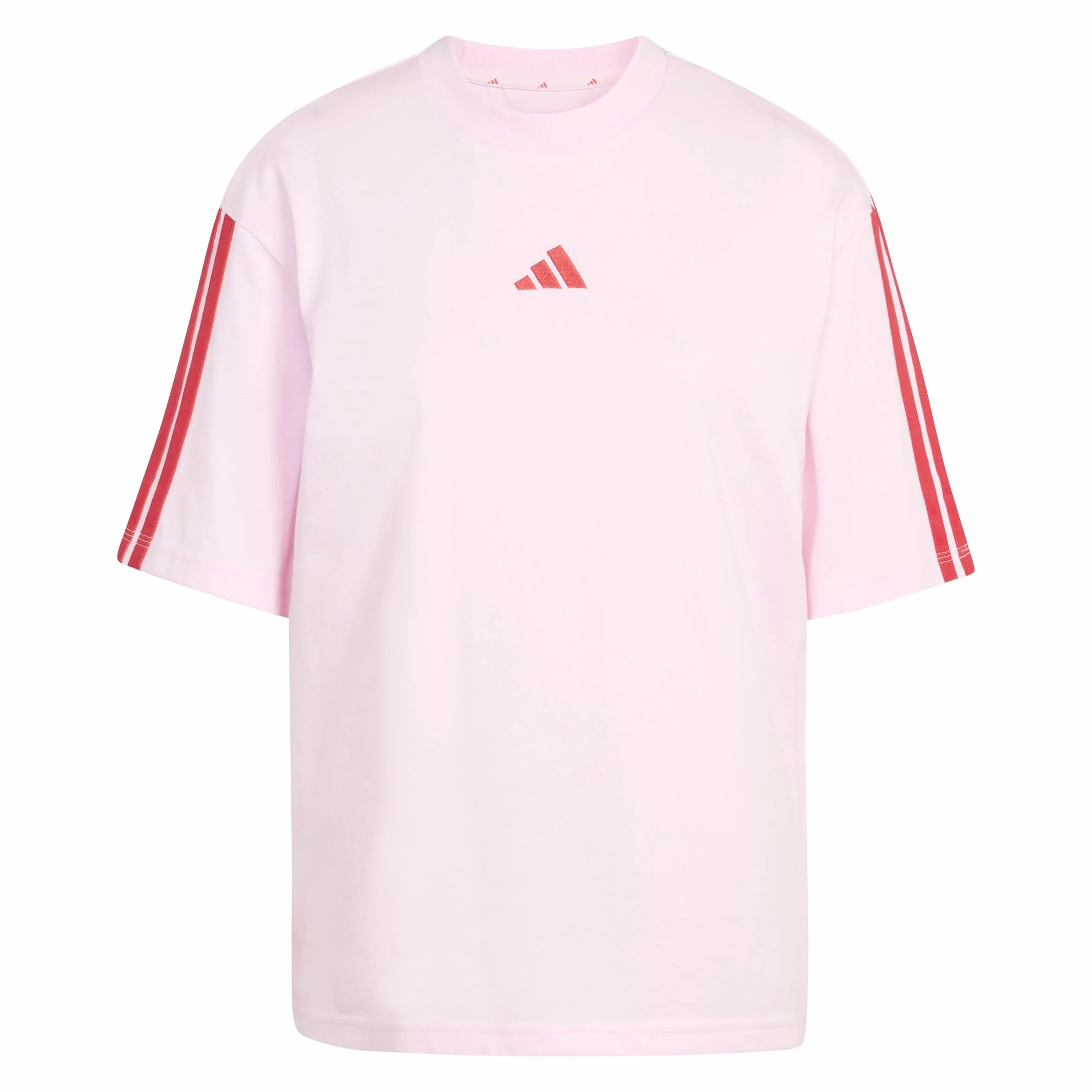 adidas dames ESSENTIALS 3-STRIPES BOYFRIEND T-SHIRT, clear pink/pure ruby, S