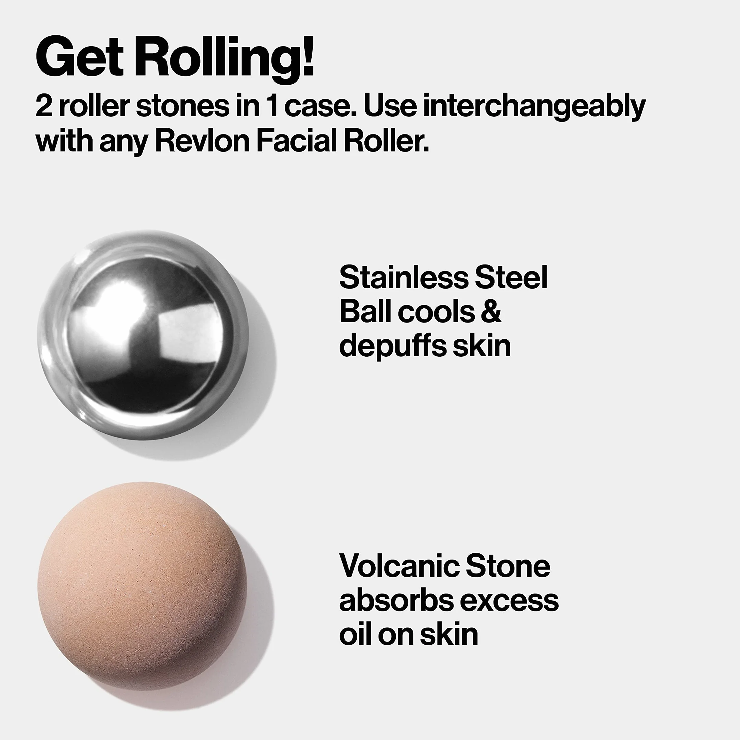 Revlon Wałek do twarzy z kamieniami wulkanicznymi i stali nierdzewnej, chłodzący, absorbuje sebum, 1 szt.