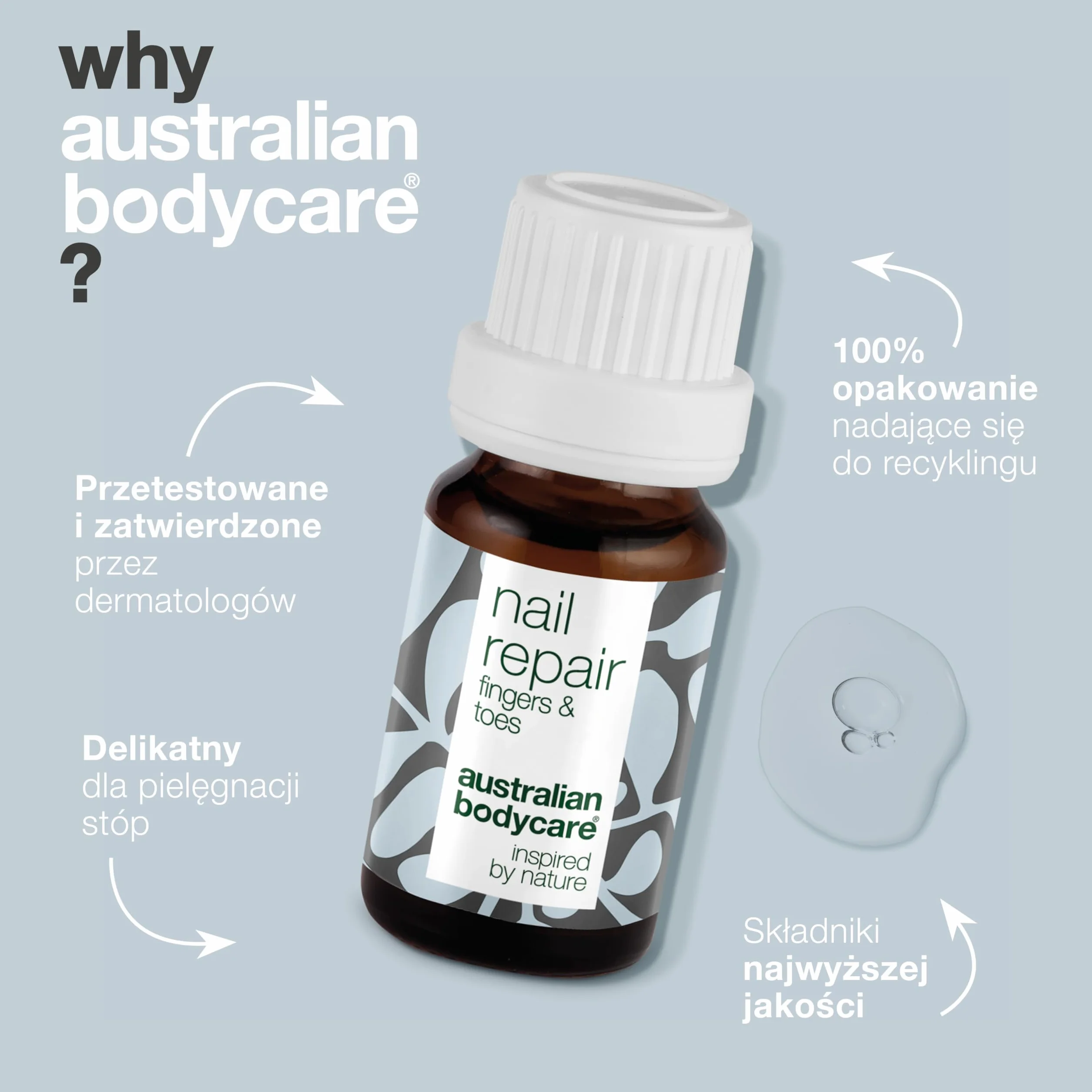 Australian Bodycare Nail Repair, 10ml | Pielęgnacja paznokci przebarwionych | Pomaga w oczysczaniu paznokcia i pielęgnacji grzybicy | z 100% naturalnym Olejkiem z Drzewa Herbacianego i witaminą E
