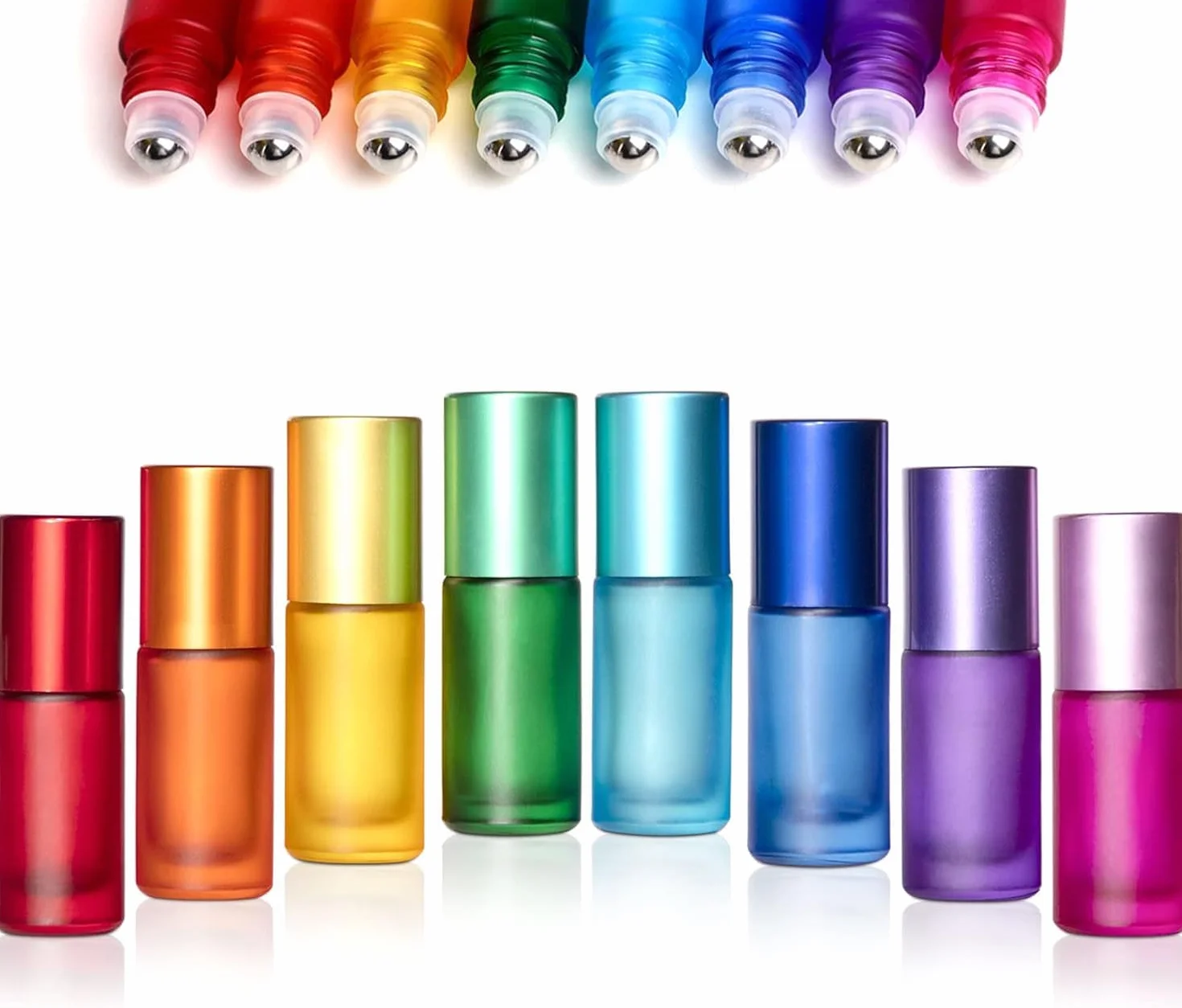Kolorowe szklane butelki Roll-On 5 ml puste fiolki z kulką ze stali nierdzewnej do olejków eterycznych