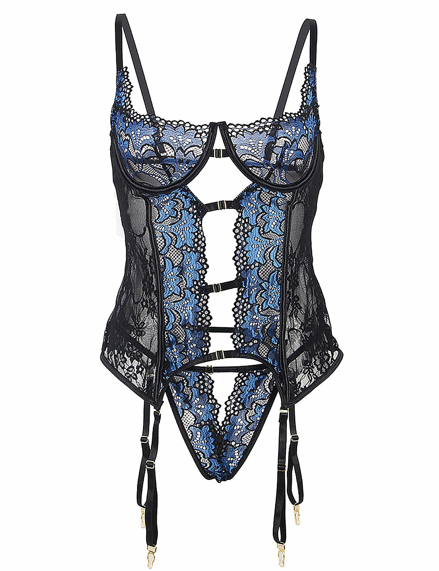 comeondear Damskie body z pasem do pończoch Babydoll koronkowa bielizna plus size