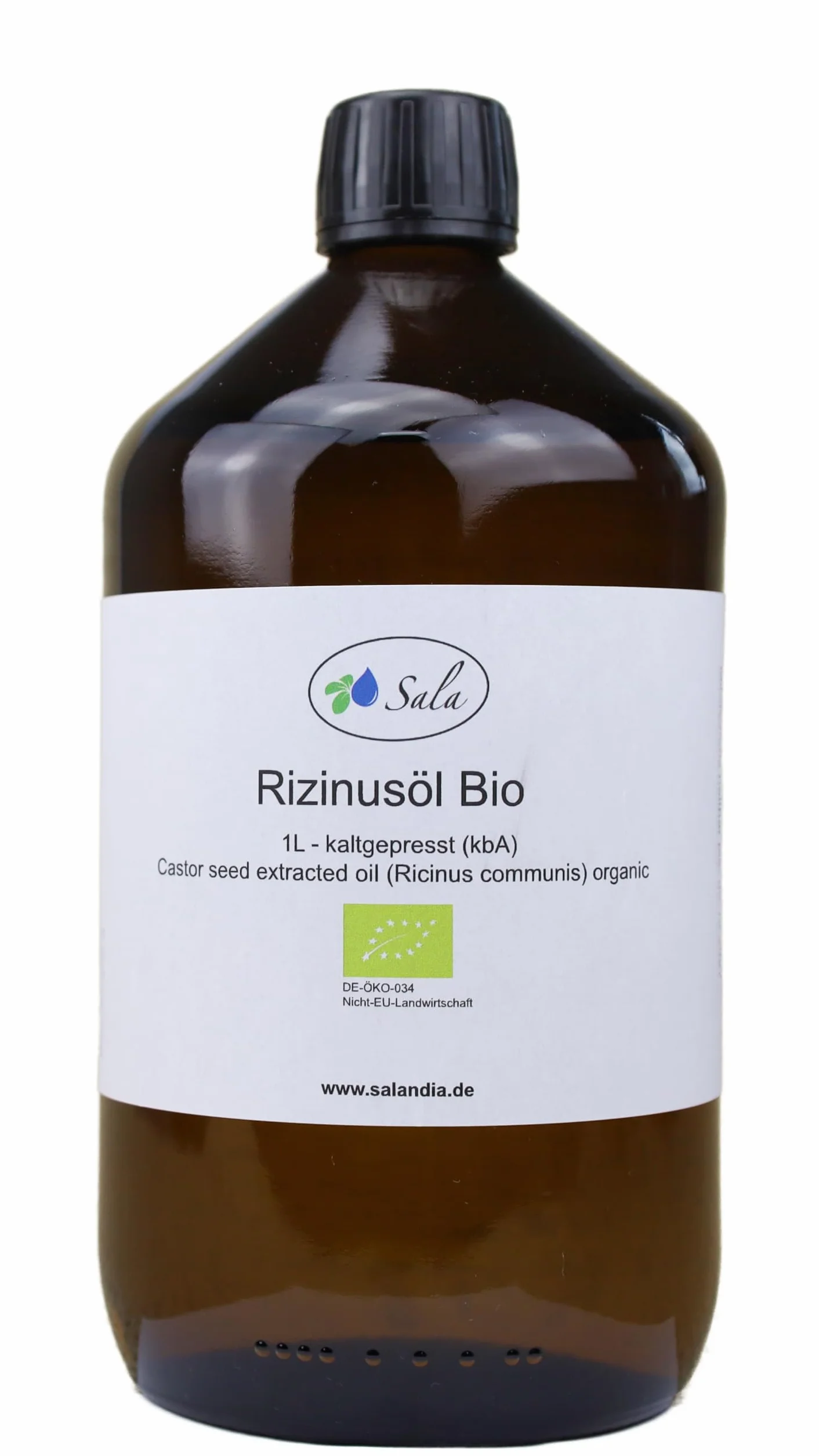 Sala Olej rycynowy tłoczony na zimno bio 1 l 1000 ml butelka szklana