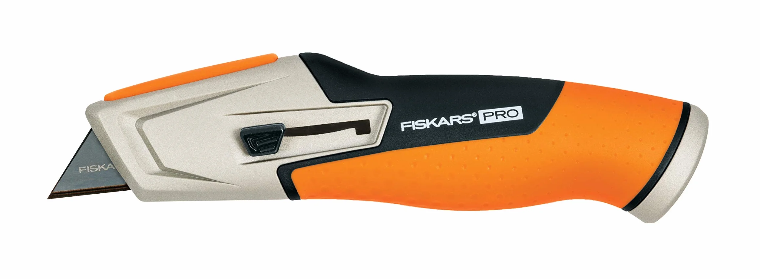 Fiskars Nóż uniwersalny z wysuwanym ostrzem, Długość 17,7 cm, Stal nierdzewna/ tworzywo, czarny/ pomarańczowy, CarbonMax, 1027223