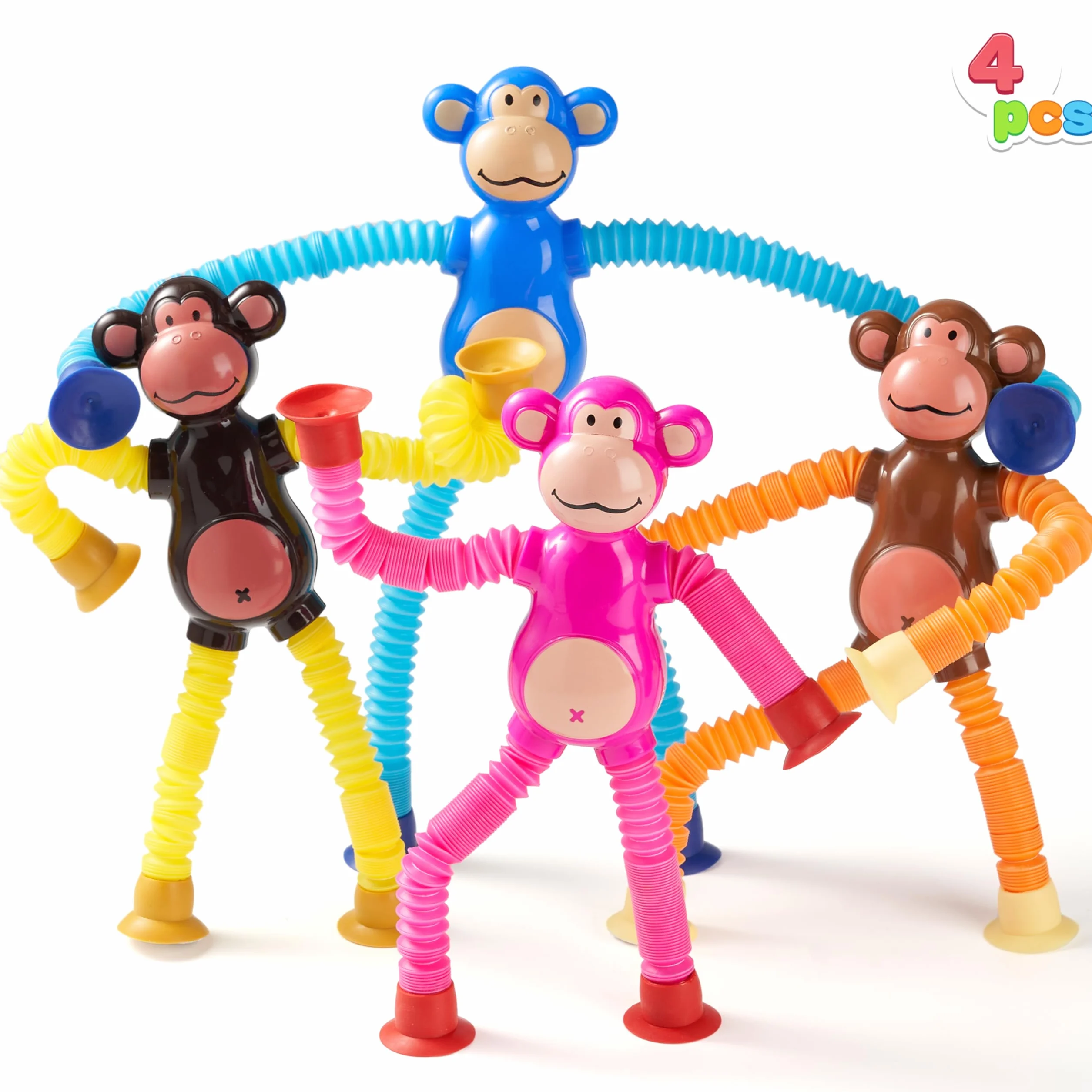JOYIN 4 sztuki małp pop tube dla dzieci, zabawki sensoryczne dla dzieci, zabawka teleskopowa dla dziewcząt i chłopców, prezent urodzinowy, prezenty na imprezę, aby zredukować stres i lęki