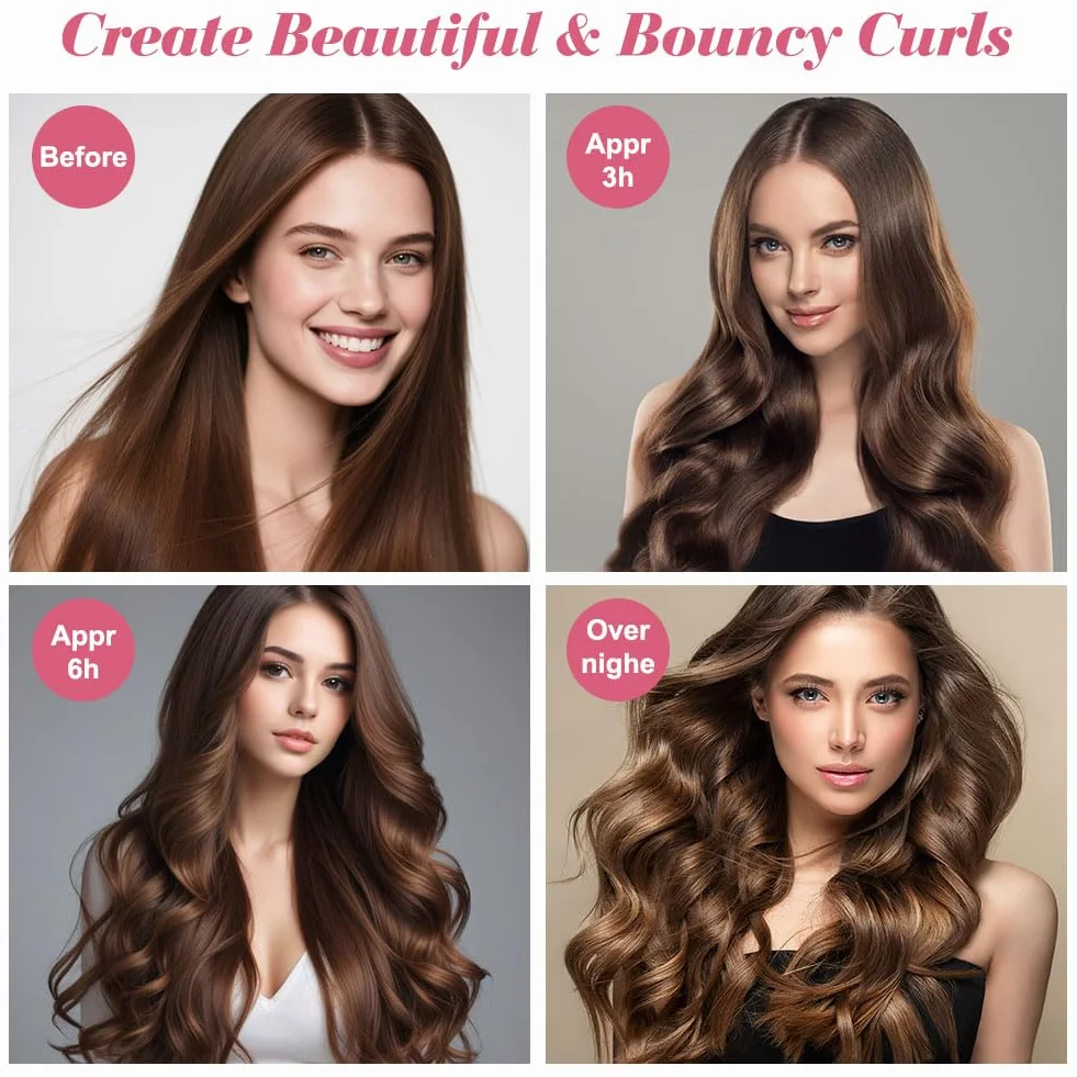 9 sztuk wałków do włosów bez ciepła, satynowe loki bez ciepła, zestaw wałków do włosów DIY Hair Curler Rollers, wałki do włosów dla objętości, loki bez ciepła do długich i średnich włosów