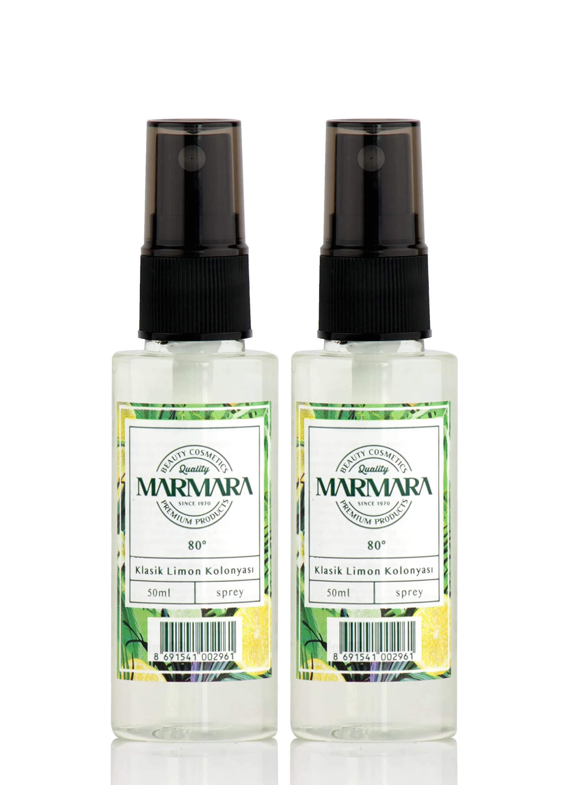 MARMARA Kolonya Spray Limon | turecka woda zapachowa | woda po goleniu | woda po goleniu | woda kolońska dla kobiet i mężczyzn | woda cytrynowa turecka | Eau de Cologne Lemon | (2 x 50 ml)