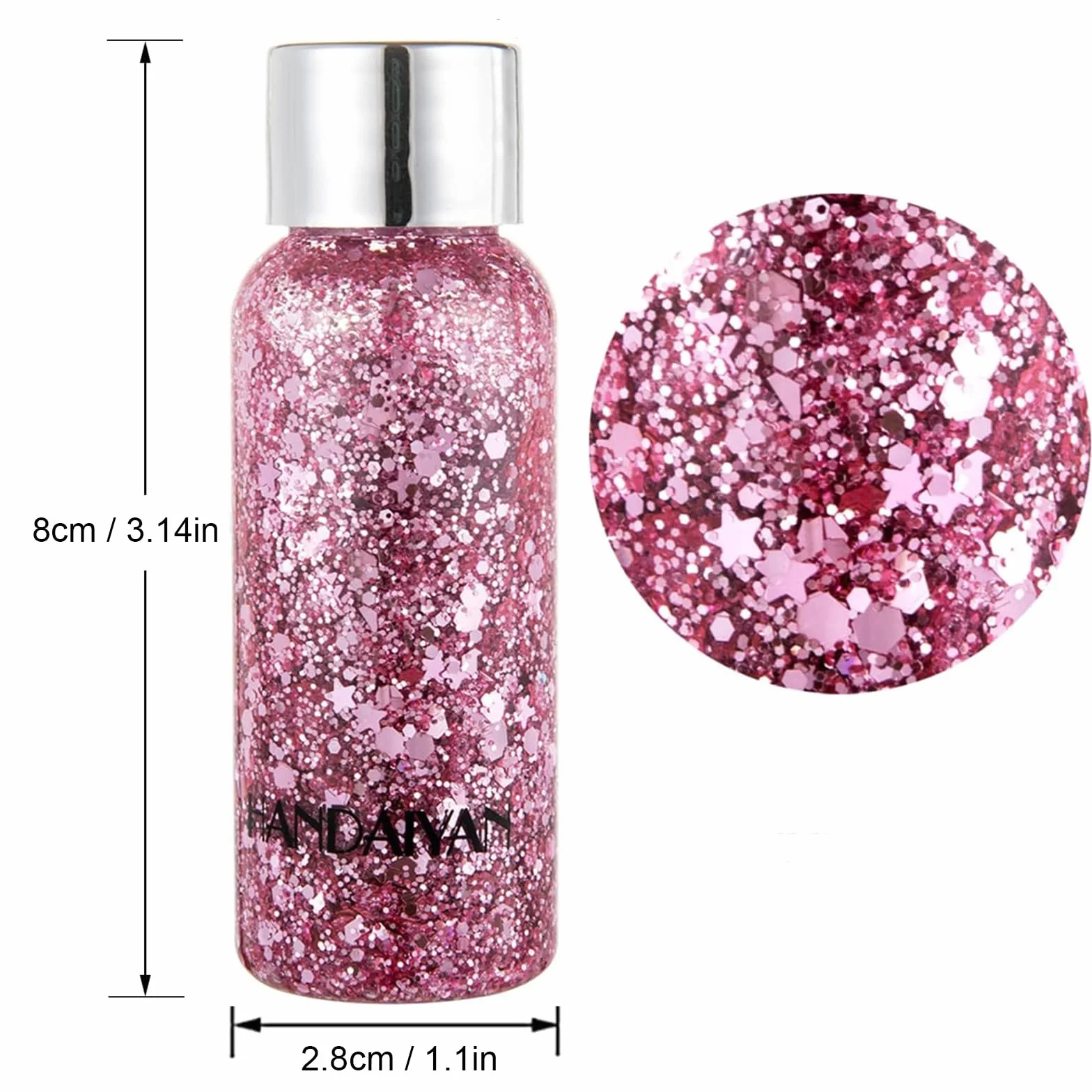 Żel brokatowy do ciała różowy chunky Glitter Lasting Sparkling DIY