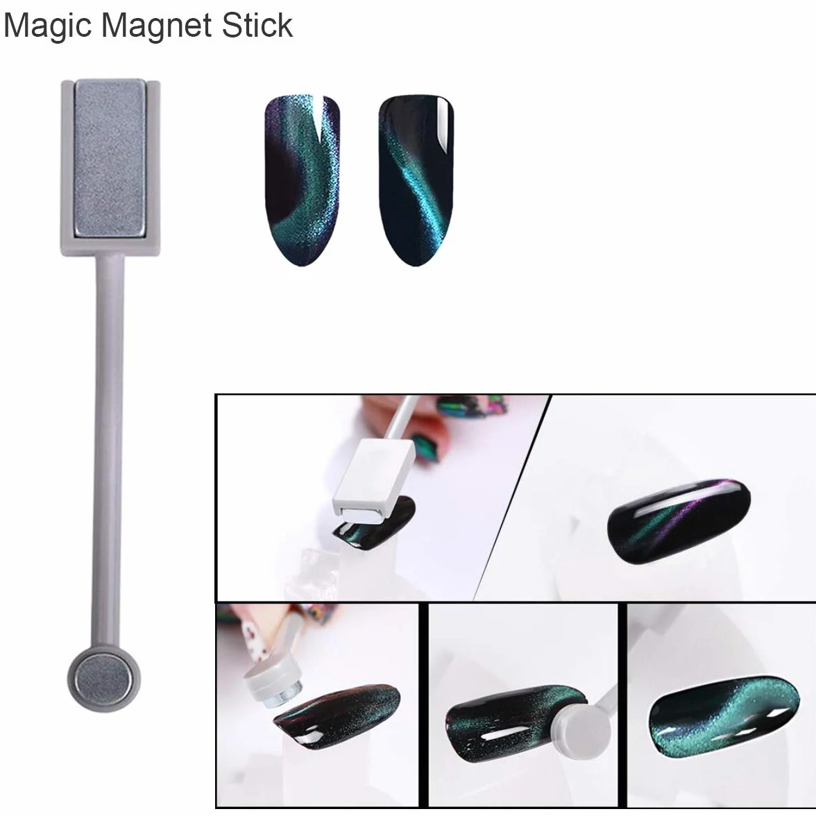 MWOOT Zestaw narzędzi z magnesem do paznokci, podwójna główka kwiat design magnes do paznokci długopis i silny magnes w sztyfcie kropki długopisy do samodzielnego wykonania 3D magnetyczne kocie oko