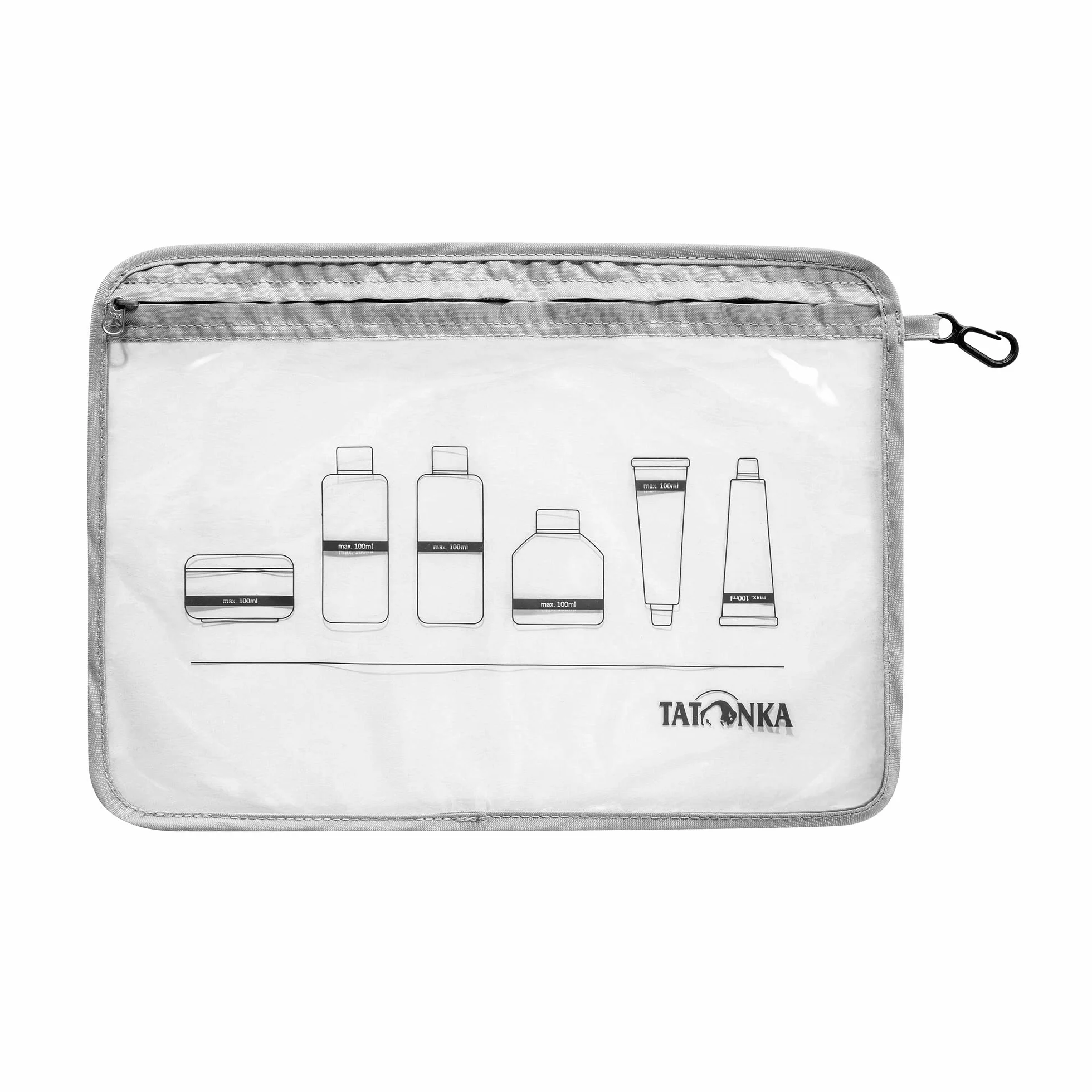 Tatonka Kosmetyczka Zip Flight Bag A4 – przezroczysta torba do przewożenia płynów w bagażu podręcznym samolotu – 30,5 x 22 cm (szara)