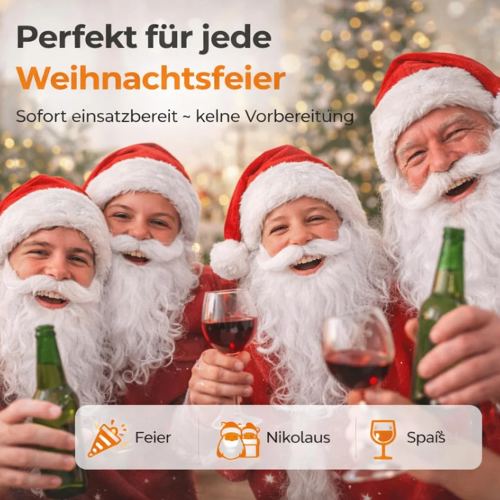 MERRYXMAS 6 x broda Biała do przebrania za mikołaja - akcesoria Świętego Mikołaja - Boże Narodzenie