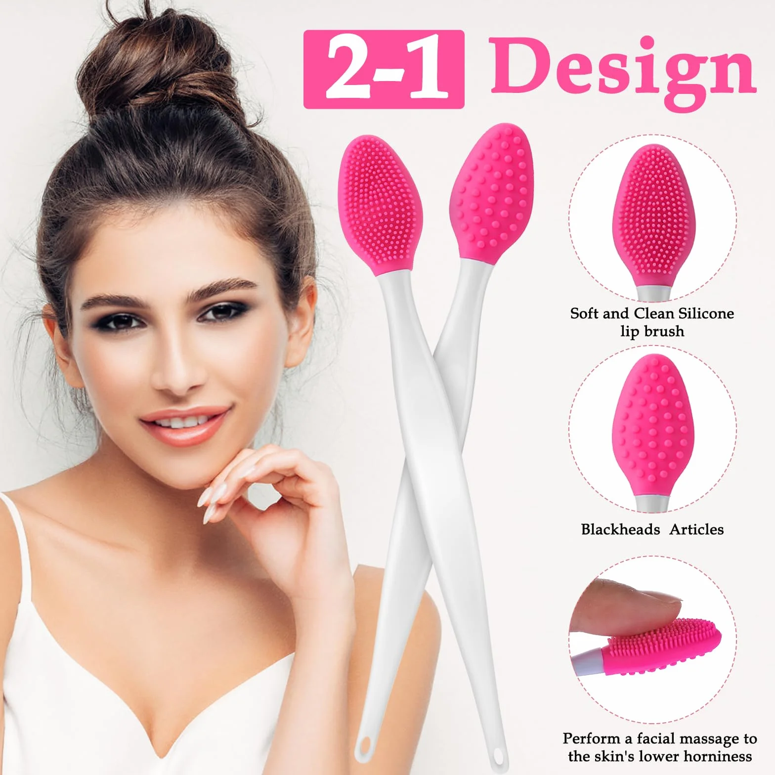 WLLHYF 5 sztuk pędzli do peelingu ust, dwustronne silikonowe narzędzie do peelingu, mini pędzelek do ust dla mężczyzn i kobiet, rozjaśniające ciemne usta, gładszy wygląd ust (zestaw 3)