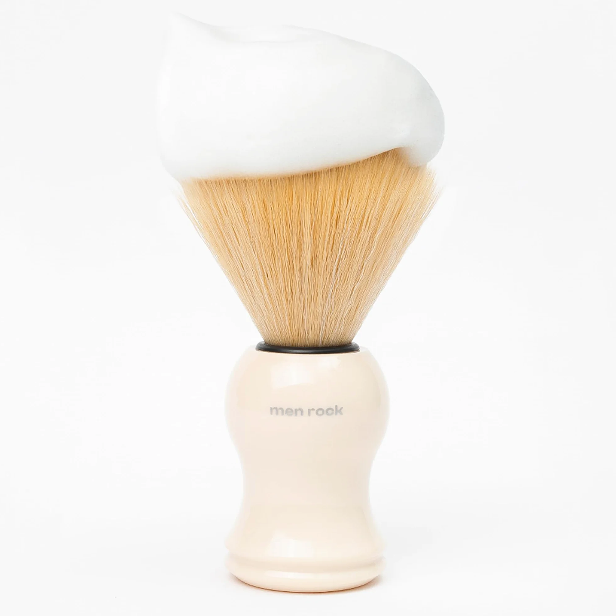 Men Rock Shaving Brush with Synthetic Bristles, Helps to Remove Unwanted Dead Skin and Avoid Irritation, Soft Bristles and Comfortable Handle, Vegan Friendly