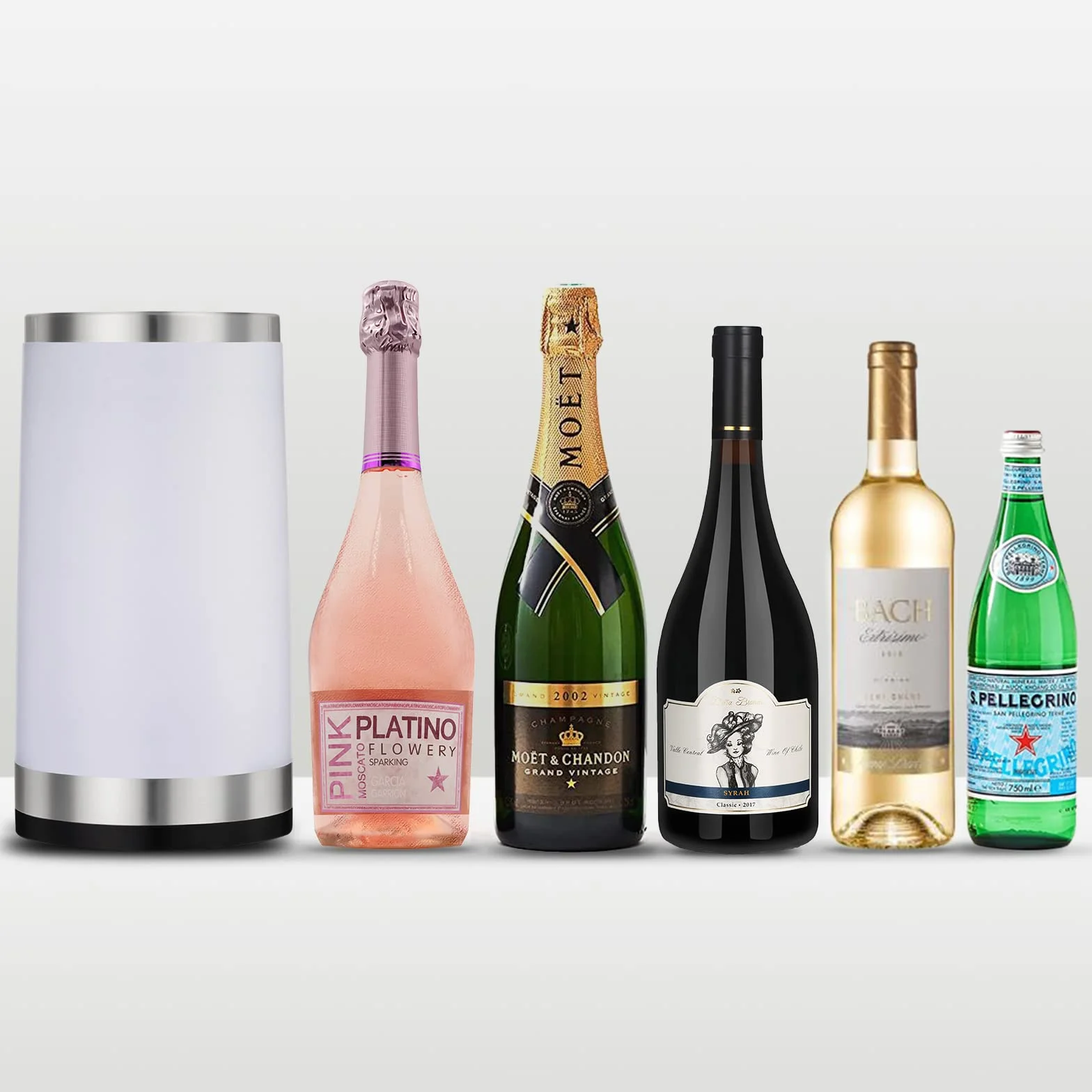 Chłodziarka do wina z lampą dotykową RGB do ponownego ładowania, chłodziarka do butelek z 2 wkładami chłodzącymi, 750 ml, idealny prezent do wina dla kobiet i mężczyzn