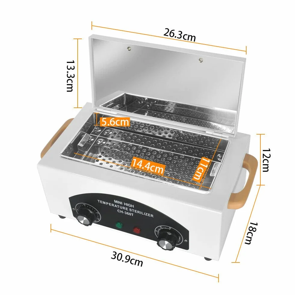 Sterylizator gorącego powietrza, 300 W, sterylizator w wysokiej temperaturze, 220°C, sterylizator do paznokci, dezynfekcja paznokci, autoklaw z timerem, do kosmetyków, manicure, salonu fryzjerskiego,