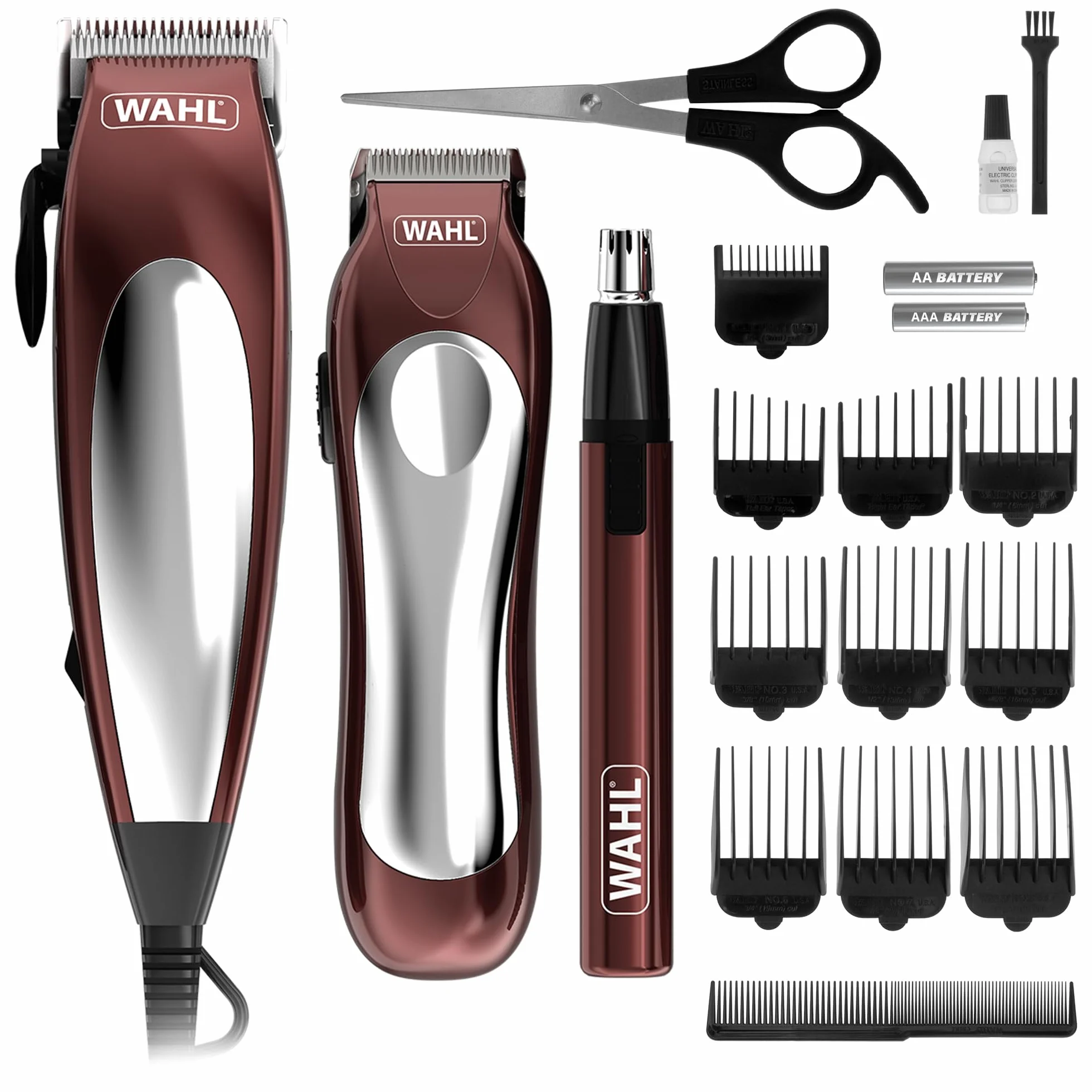 Wahl Home Pro Combo 3w1, zestaw prezentowy do strzyżenia włosów, maszynka do strzyżenia włosów dla mężczyzn, przewodowa golarka do głowy, trymer do brody dla mężczyzn, trymer do zarostu