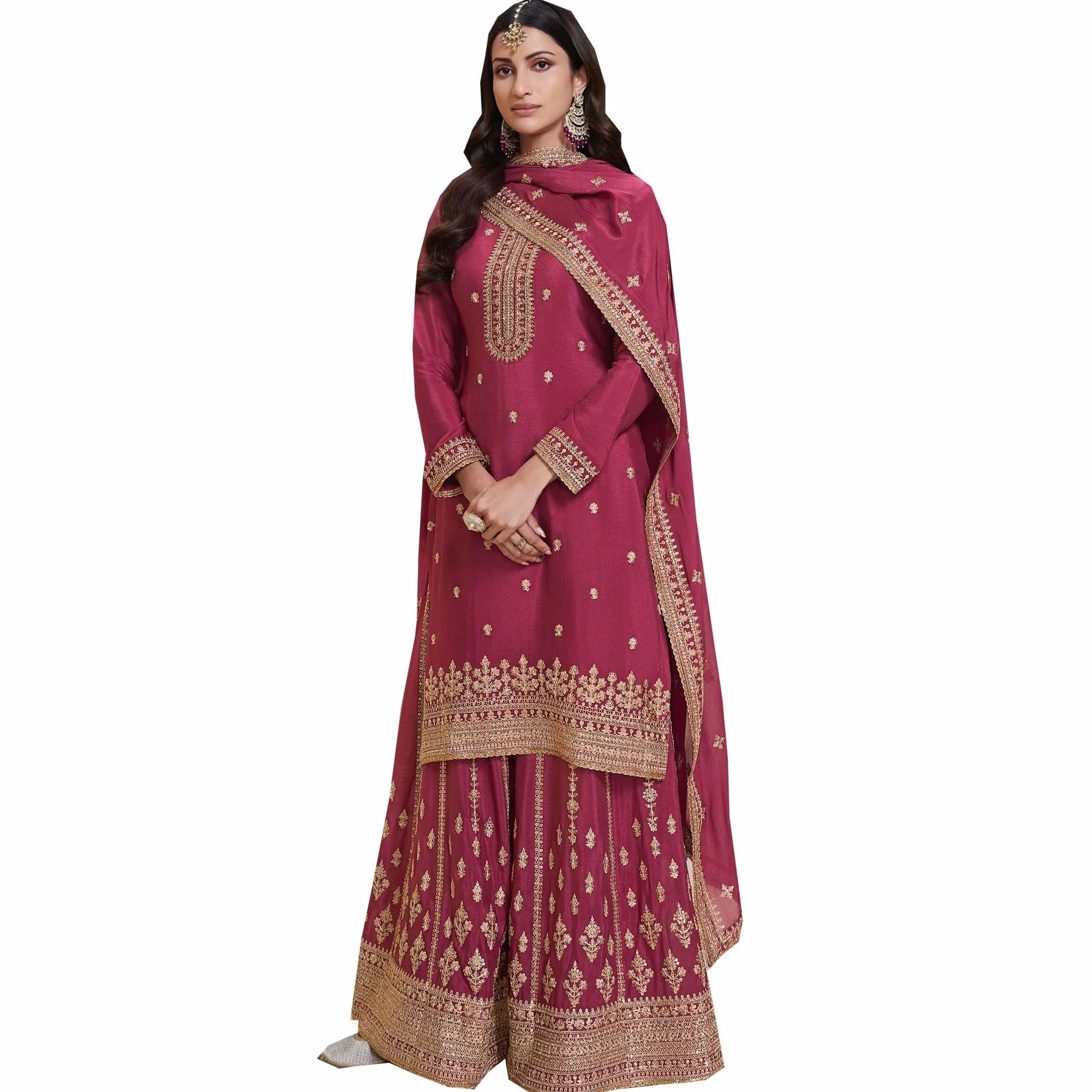 Specjalne przyjęcie weselne, designerskie garnitury Shalwar Kameez indyjskie pakistańskie gotowe do noszenia sukienki Palazzo, Wybór 7, 44