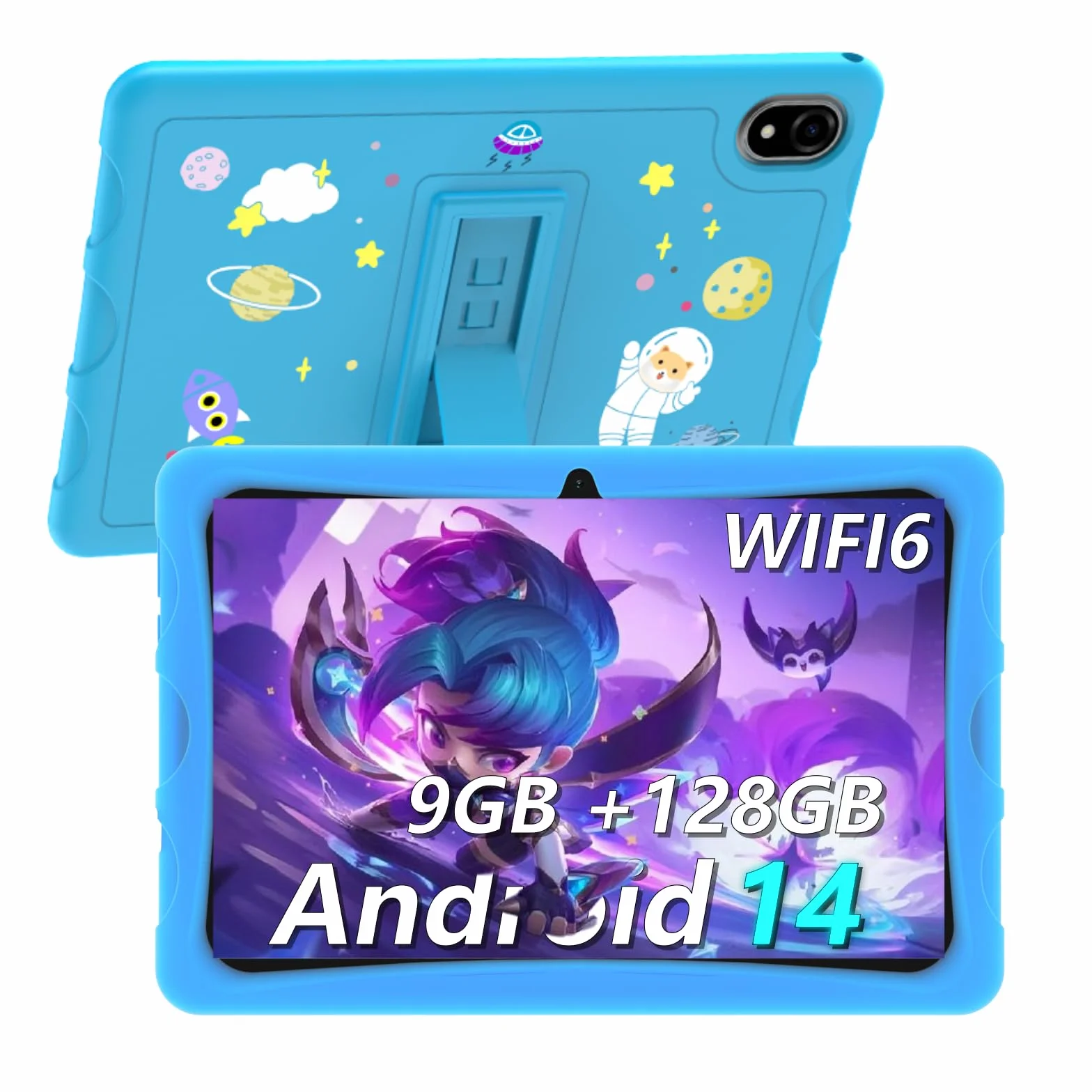 U10 KID Tablet dla dzieci 10 cali, tablet z Androidem 13 z WiFi 6, 9 GB RAM + 128 GB ROM, kontrola rodzicielska, odporny na wstrząsy futerał EVA, Kids Space, 5060 mAh, Widevine L1, PlimPad Kids