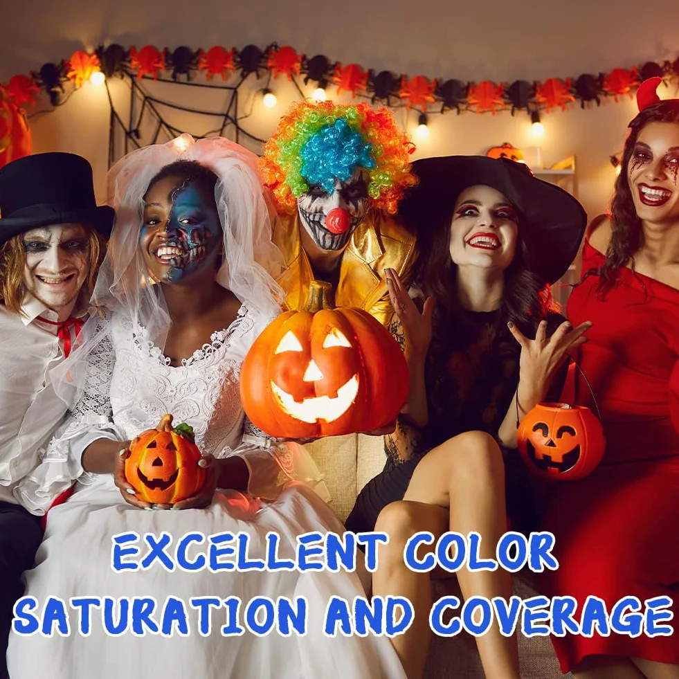 AOOWU Makijaż na Halloween, 6 kolorów, farba do ciała, Halloween, makijaż dla dzieci, zestaw do makijażu twarzy czaszki, karnawał, zestaw do makijażu SFX, zombie, wampira, cosplay, 10 g
