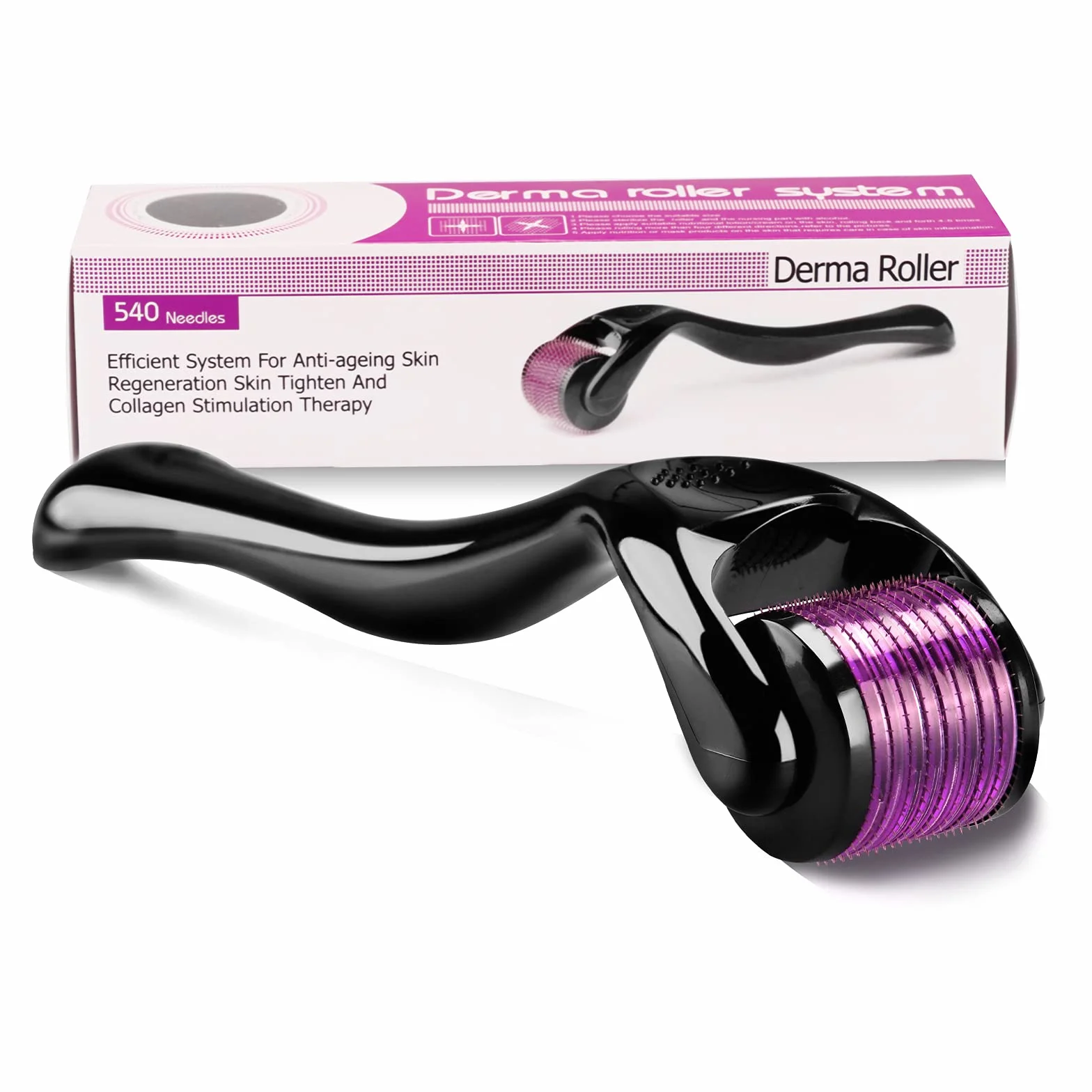 Derma-roller 0,5 mm, 540 tytanowy wałek z mikroigłami do skóry twarzy, odmładzająca, przeciwzmarszczkowa, regeneracja skóry, wypadanie włosów, blizny po trądziku, rozstępy
