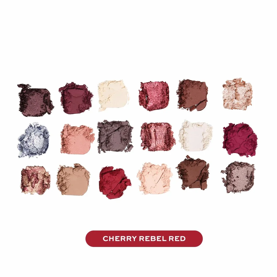 Revolution Beauty Forever Flawless paleta cieni do powiek, 18 pigmentowanych matowych i błyszczących kolorów, wegańskie i nieokrutne, Cherry Rebel