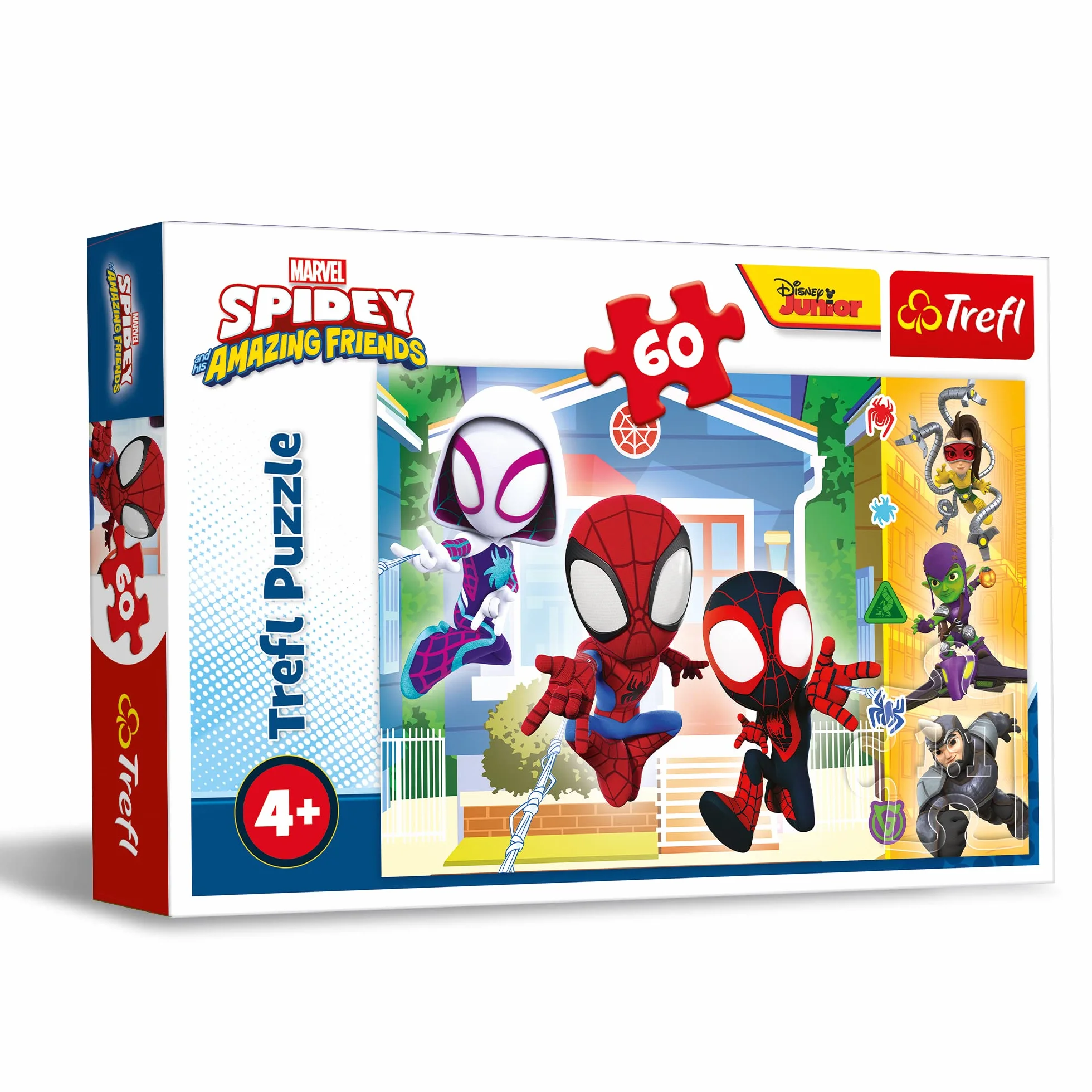 Trefl - Marvel, Spidey i Super-kumple, W świecie Spidey'a - Puzzle 60 Elementów - Kolorowe Puzzle z Bohterami Bajki, Kreatywna Rozrywka, Zabawa dla Dzieci od 4 lat