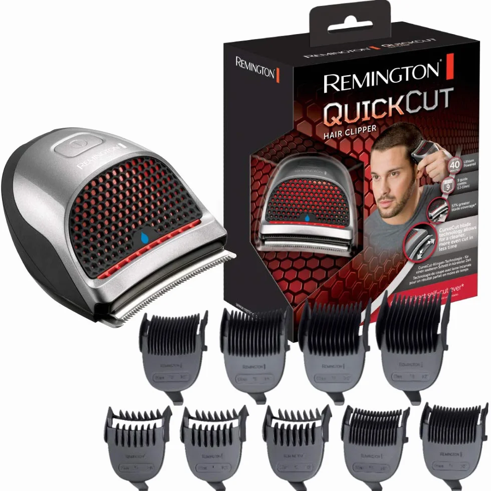 Remington QuickCut HC4250 maszynka do włosów, zakrzywione ostrza, 1.5-15mm, 9 nakładek, 40 min bezprzewodowej pracy