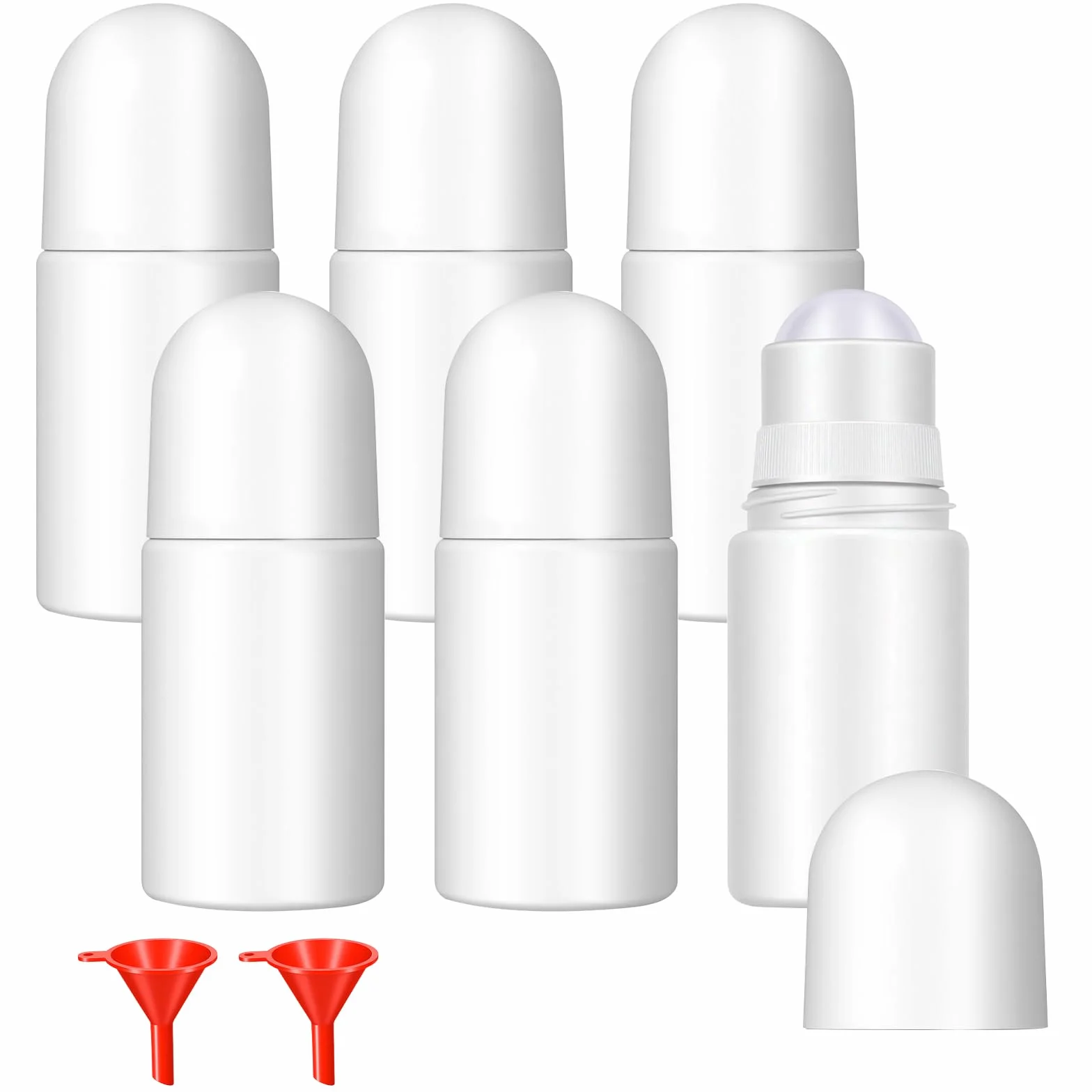 6 szt. 50 ml butelek typu roll-on, puste butelki wielokrotnego napełniania, pojemniki z nakrętkami, szczelne pojemniki na dezodoranty do samodzielnego wykonania, dezodoranty, olejki eteryczne
