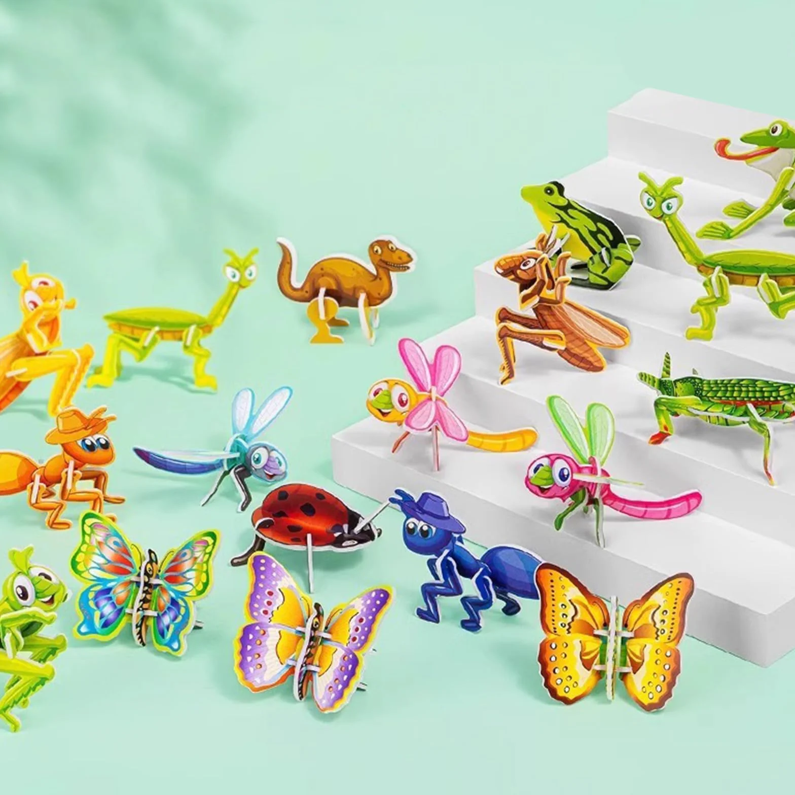 dellyy Puzzle 3D dla dzieci, 30 elementów, puzzle z kreskówek, edukacyjne puzzle 3D dla dzieci, mini puzzle dla dzieci, zabawki 3D (owad)