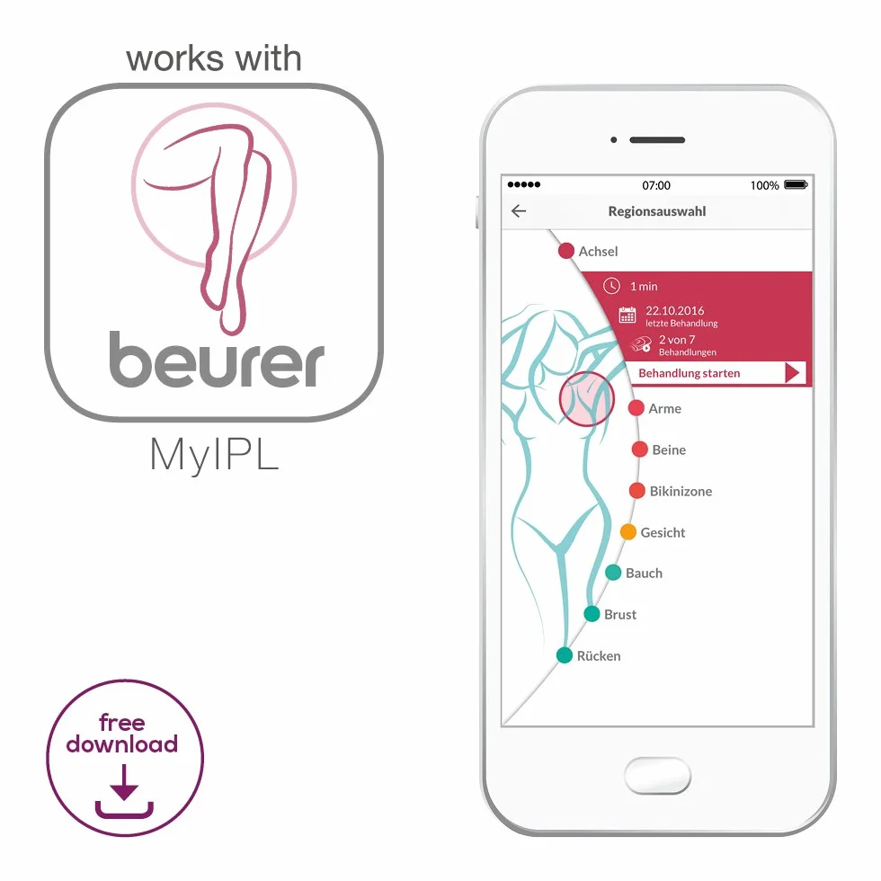 Beurer IPL Pure Skin Pro urządzenie kompaktowe, trwałe usuwanie włosów z trybem Auto-Flash, testowane klinicznie