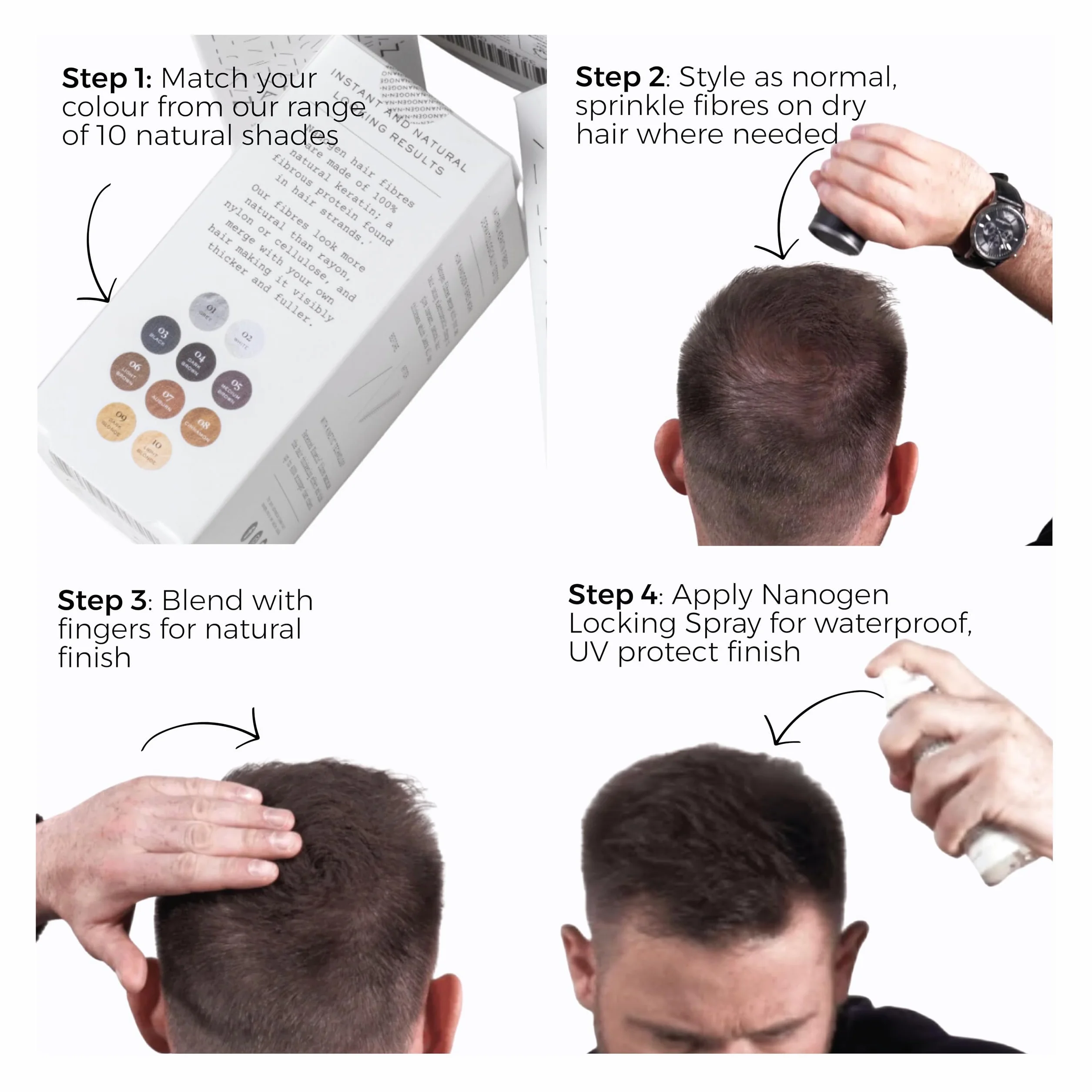 Nanogen Keratin włókna zagęszczające do włosów, 15 g, ciemny blond