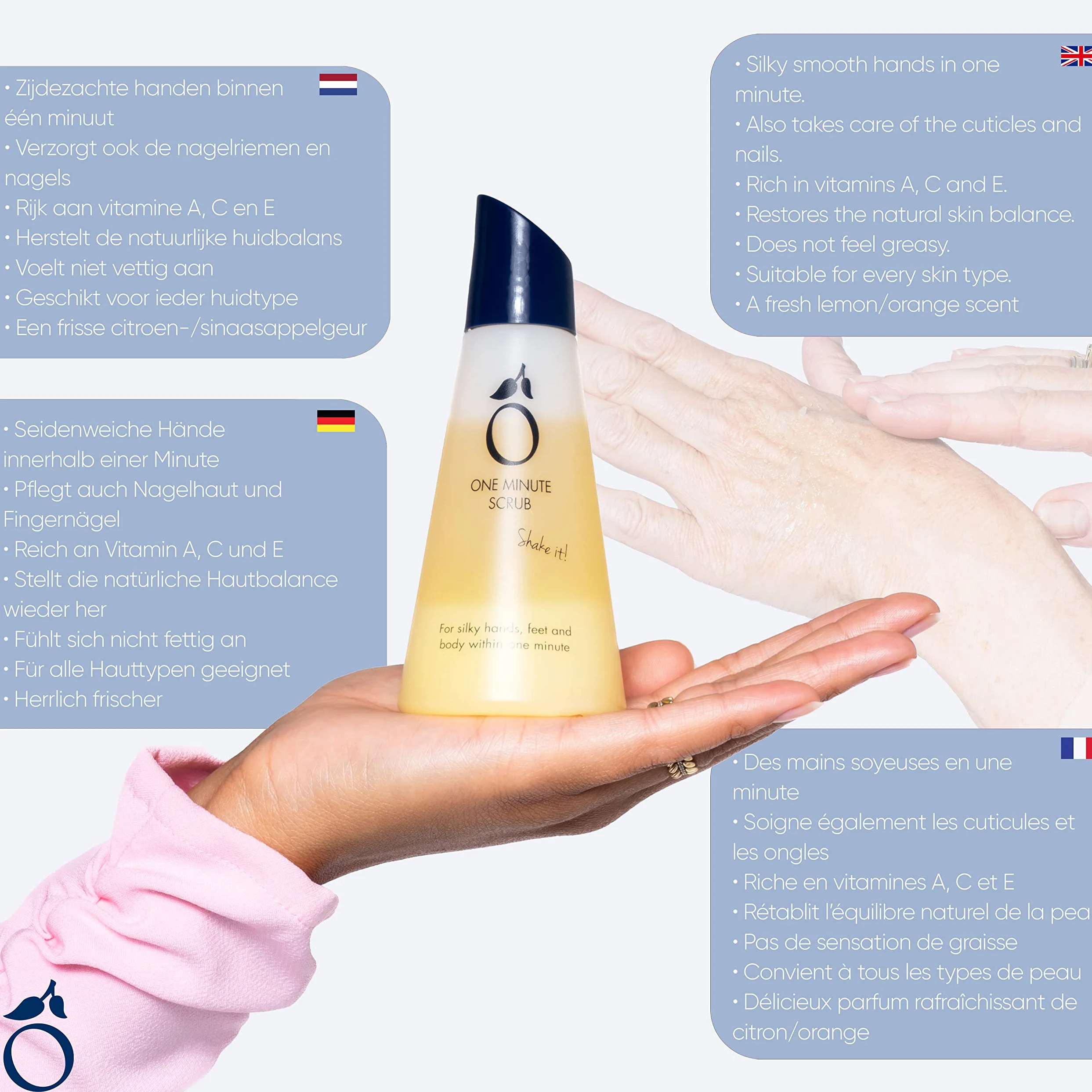 Herome Jednominutowy Peeling do Manicure 120ml – Naturalny peeling z olejkami, orzeźwiającym aromatem cytryny i pomarańczy, nawilża dłonie, skórki i paznokcie, idealny także do łokci, kolan i stóp.