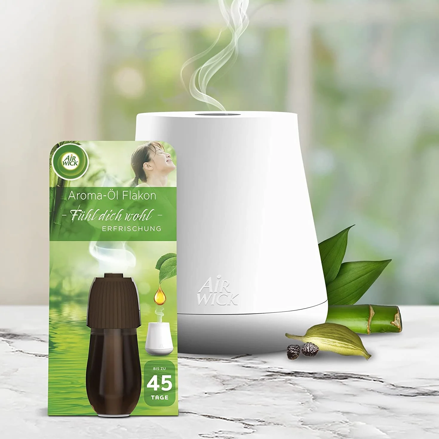 Air Wick Flakon olejku aromatycznego – olejek zapachowy wkład do dyfuzora Air Wick – zapach: odświeżenie – 6 x 20 ml olejek eteryczny