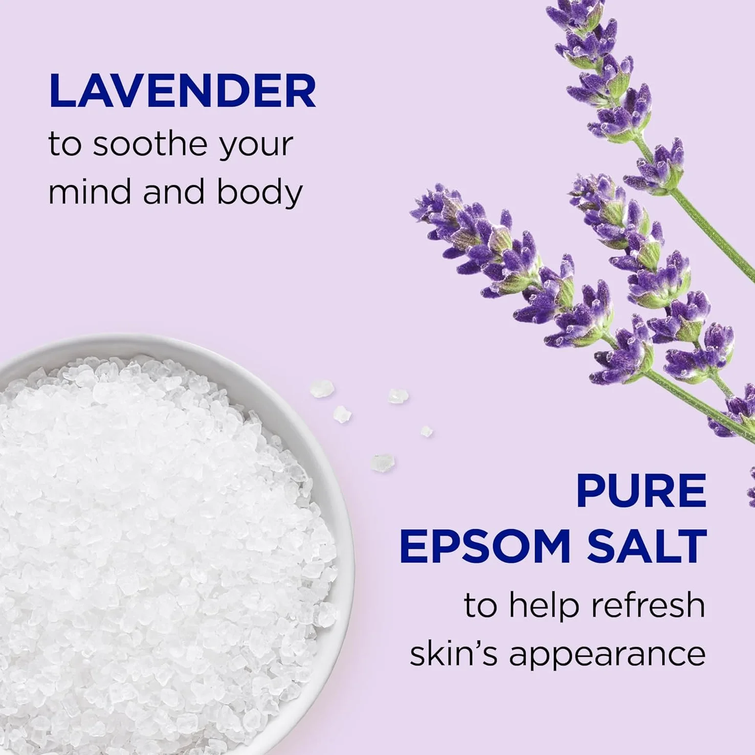 Epsom Salt Soaking Solution and Foaming Bath with Pure Epsom Salt, Lavender