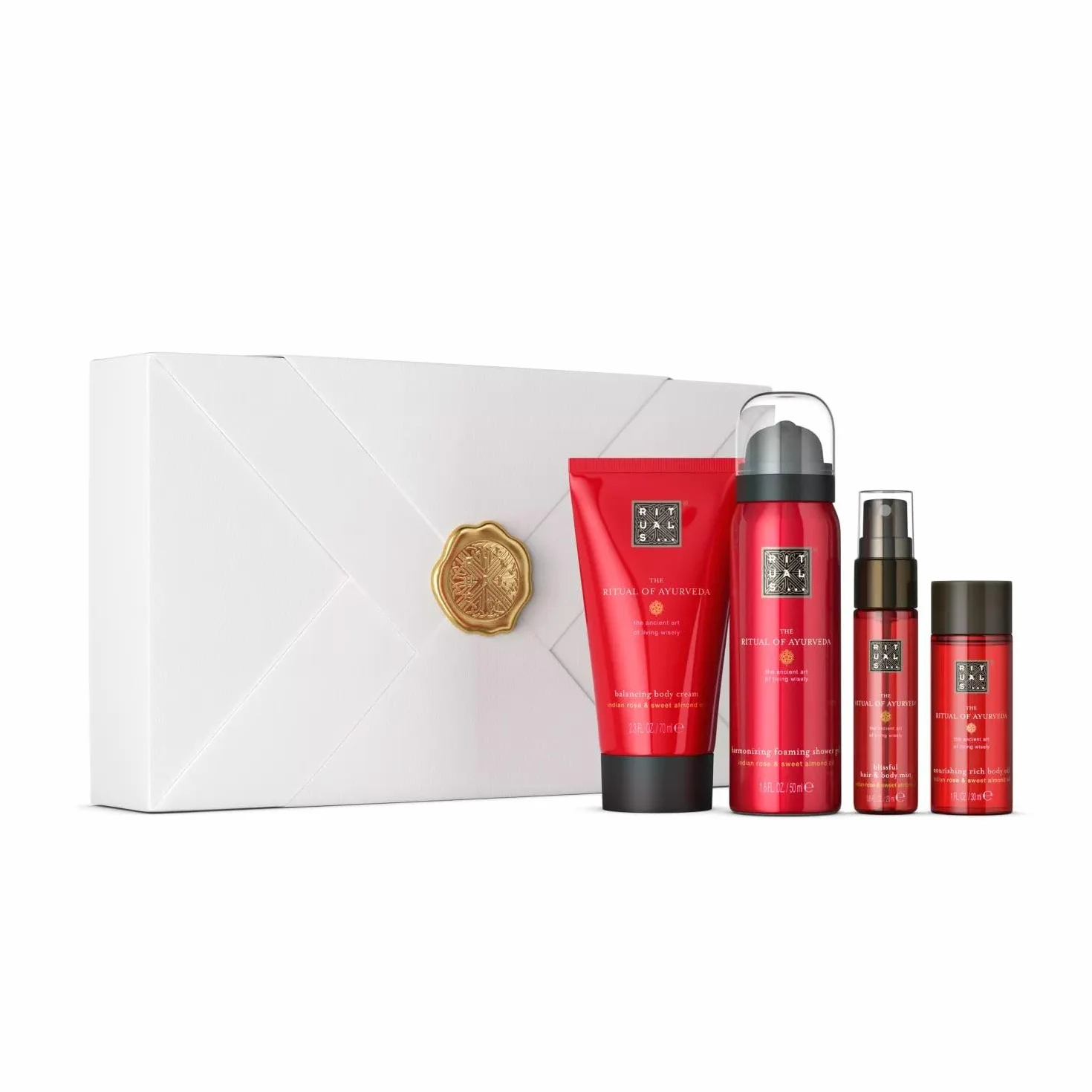 RITUALS The Ritual of Ayurveda - Mała skrzynia prezentowa dla kobiet z indyjską różą i olejem ze słodkich migdałów - właściwości kojące i odżywcze