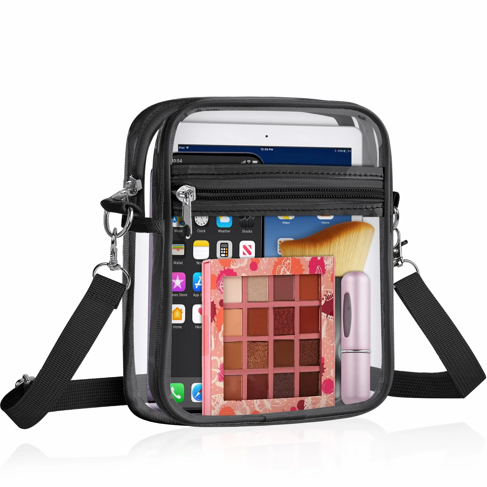 Aucuu Przezroczysta torba crossbody, zatwierdzona przez stadion, przezroczysta torebka z regulowanym paskiem na ramię, torby kurierskie, przezroczysta torba