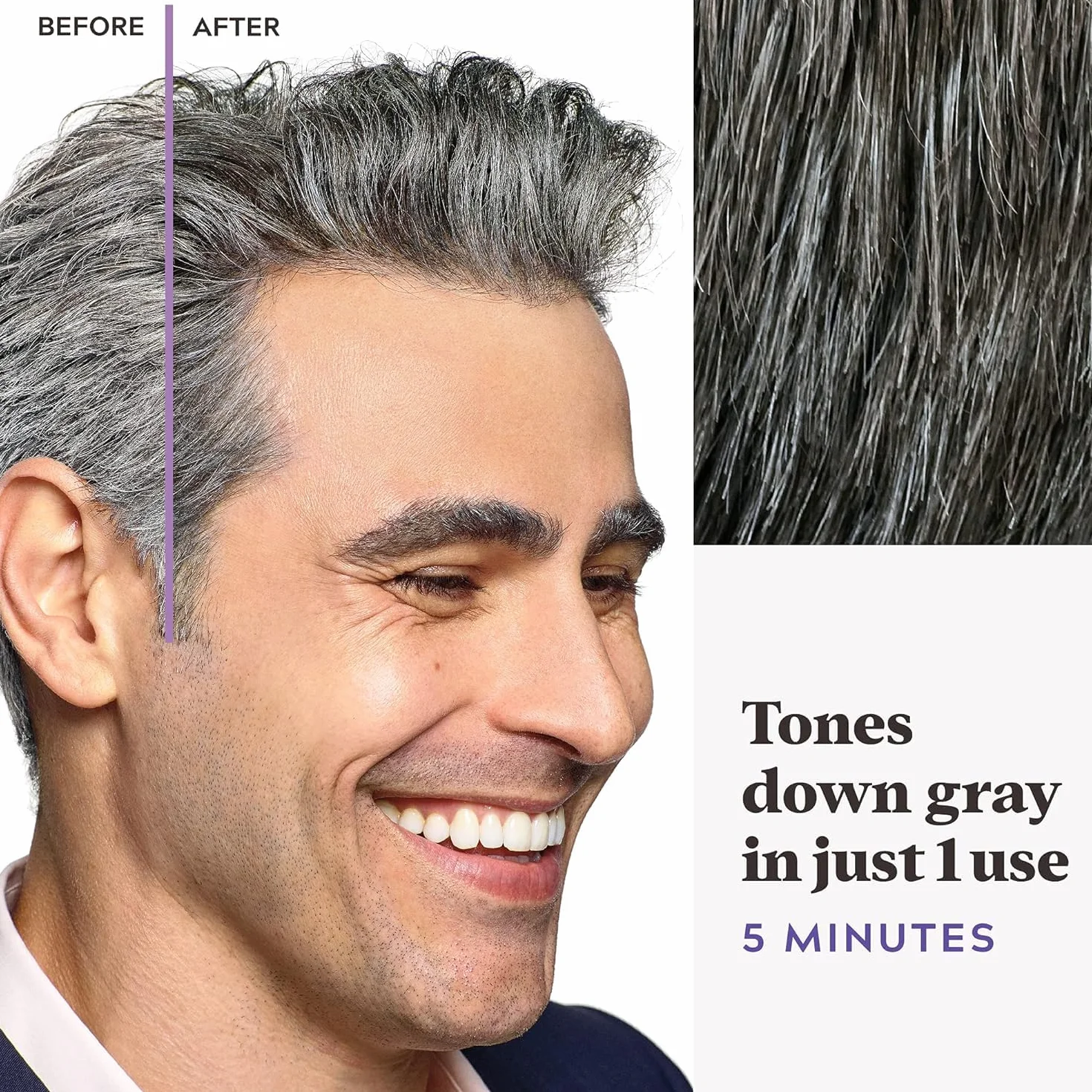 Just For Men Touch of Gray, siwe włosy farbujące dla mężczyzn, naturalny efekt brylantu, delikatna formuła bez amoniaku, kolor brązowy-T45