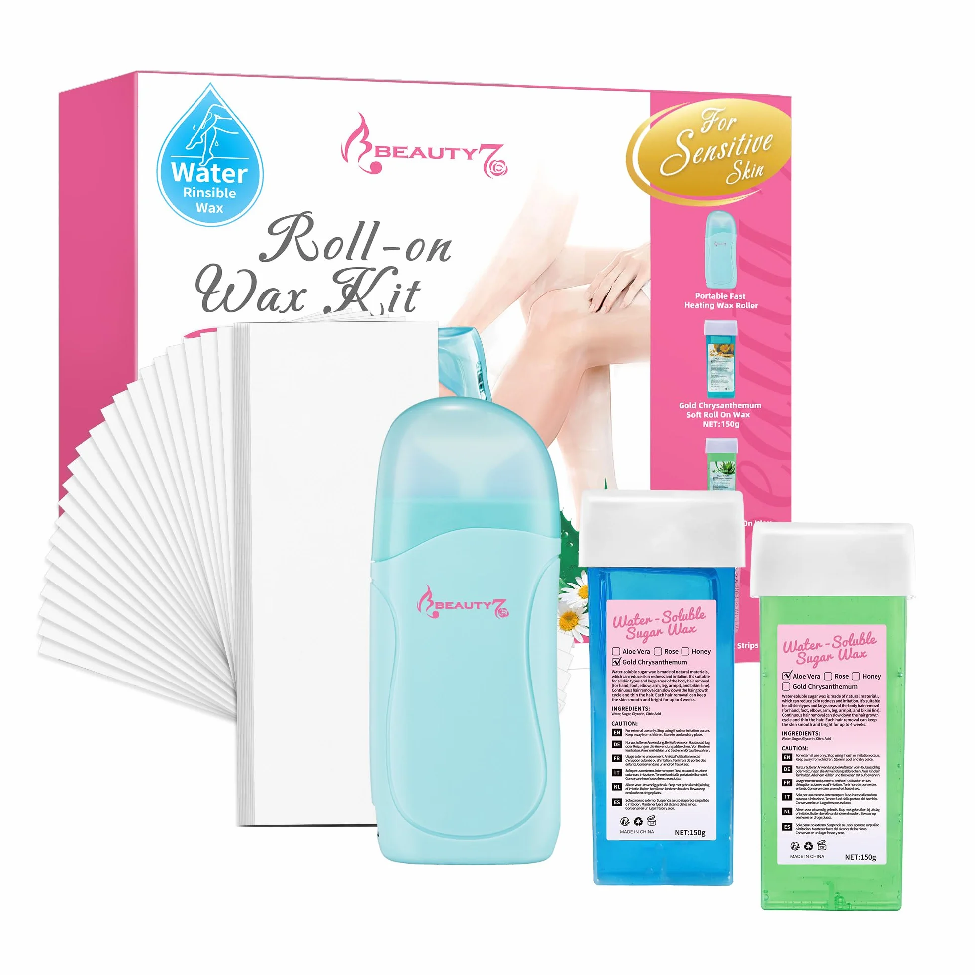 Beauty7 Elektryczny zestaw wkładów woskowych Roll-on Wax do depilacji 100 papierów