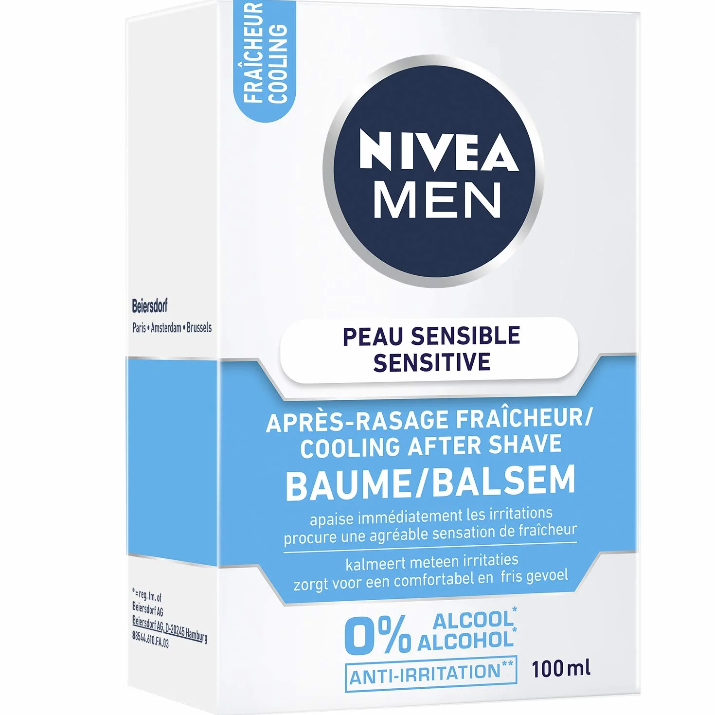 NIVEA MEN Sensitive Cool Balsam po goleniu, bez alkoholu, balsam po goleniu z ekstraktem z wodorostów i rumianku, 100 ml