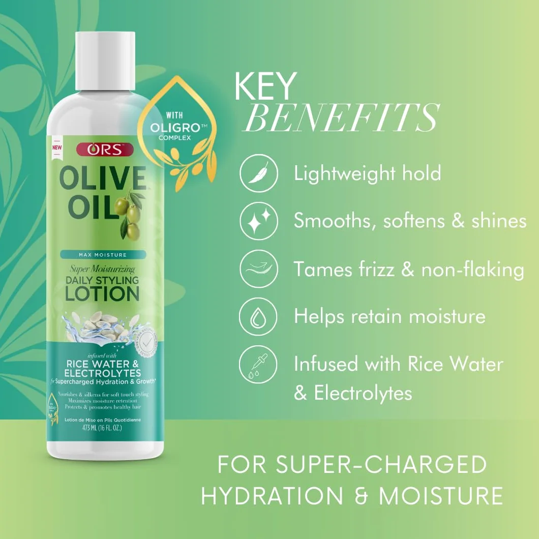 Ors Olive Oil Daily Styling Lotion Super Moisturizing 16 Ounce (473ml) Pack of 2