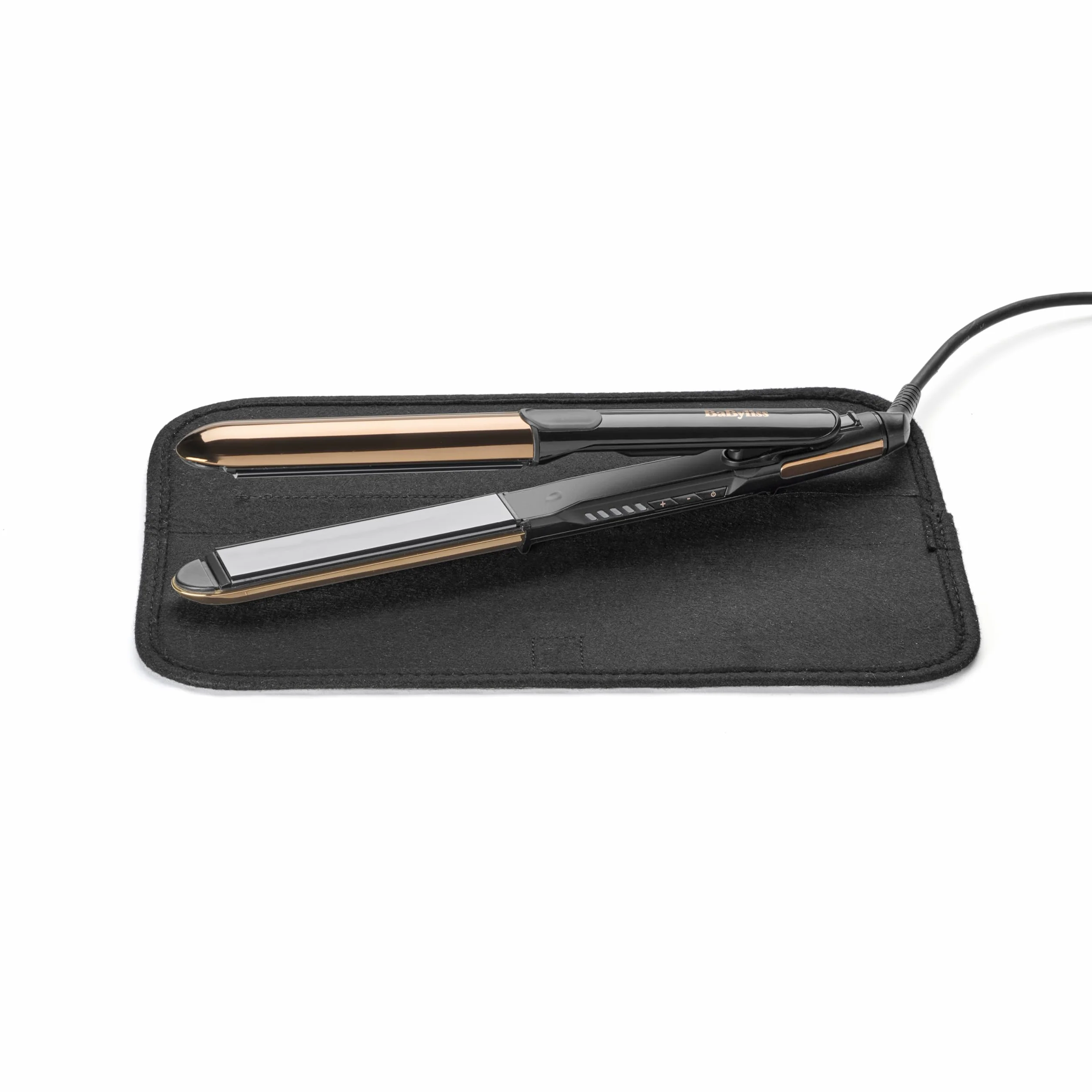 Prostownica BaByliss Straight And Curl Brilliance - wygładzające płytki tytanowe, jonizacja, szybkie nagrzewanie w 15s, zakrzywiona metalowa konstrukcja, 5 ustawień temperatury do 235°C, ST482E