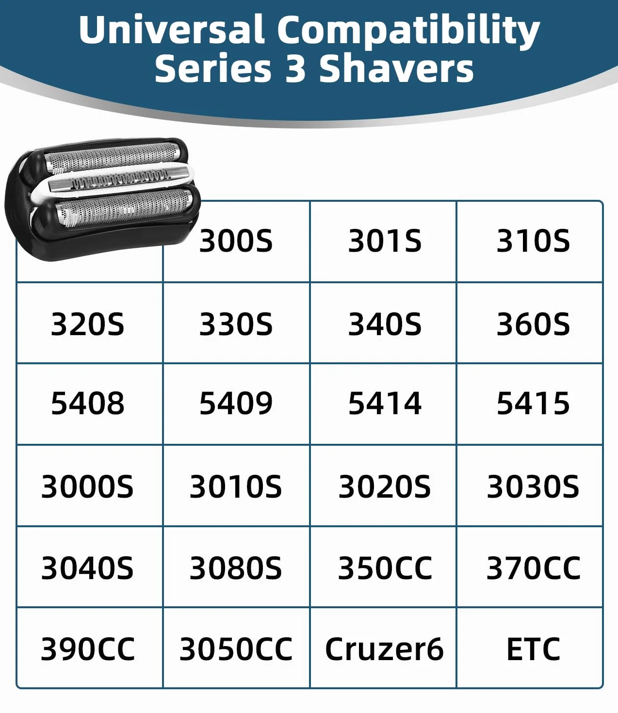 3 sztuki głowic zamiennych do Braun Series 3, 32B kompatybilne z Braun S3 3040S, 3000S, 310S, 300S i więcej, zamienne głowice do Braun Series 3, wysokiej jakości akcesoria dla dokładnego golenia