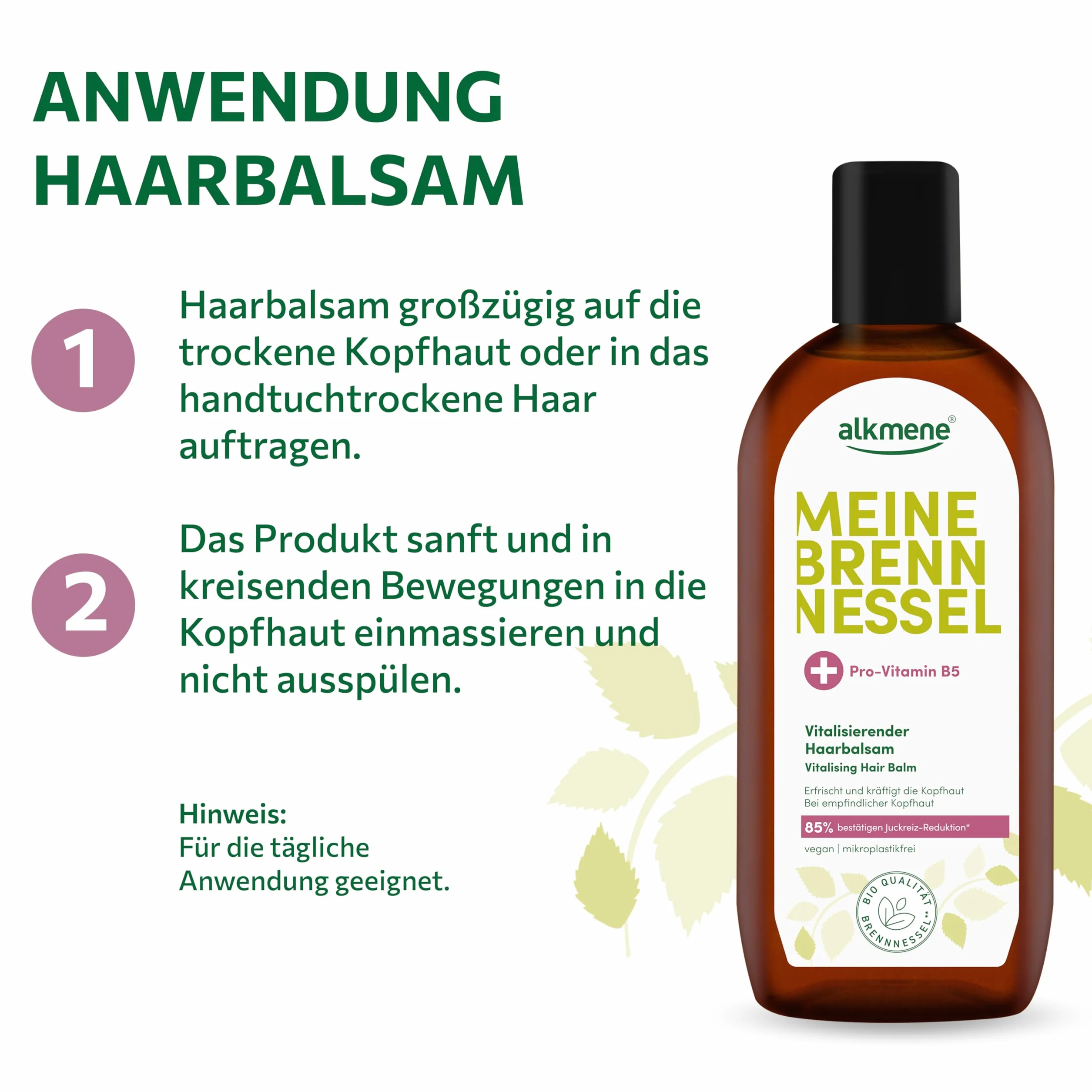 alkmene 2 x pokrzywa do włosów z prowitaminą B5 250 ml – pokrzywa balsam do włosów dla wrażliwej skóry głowy – tonik do włosów
